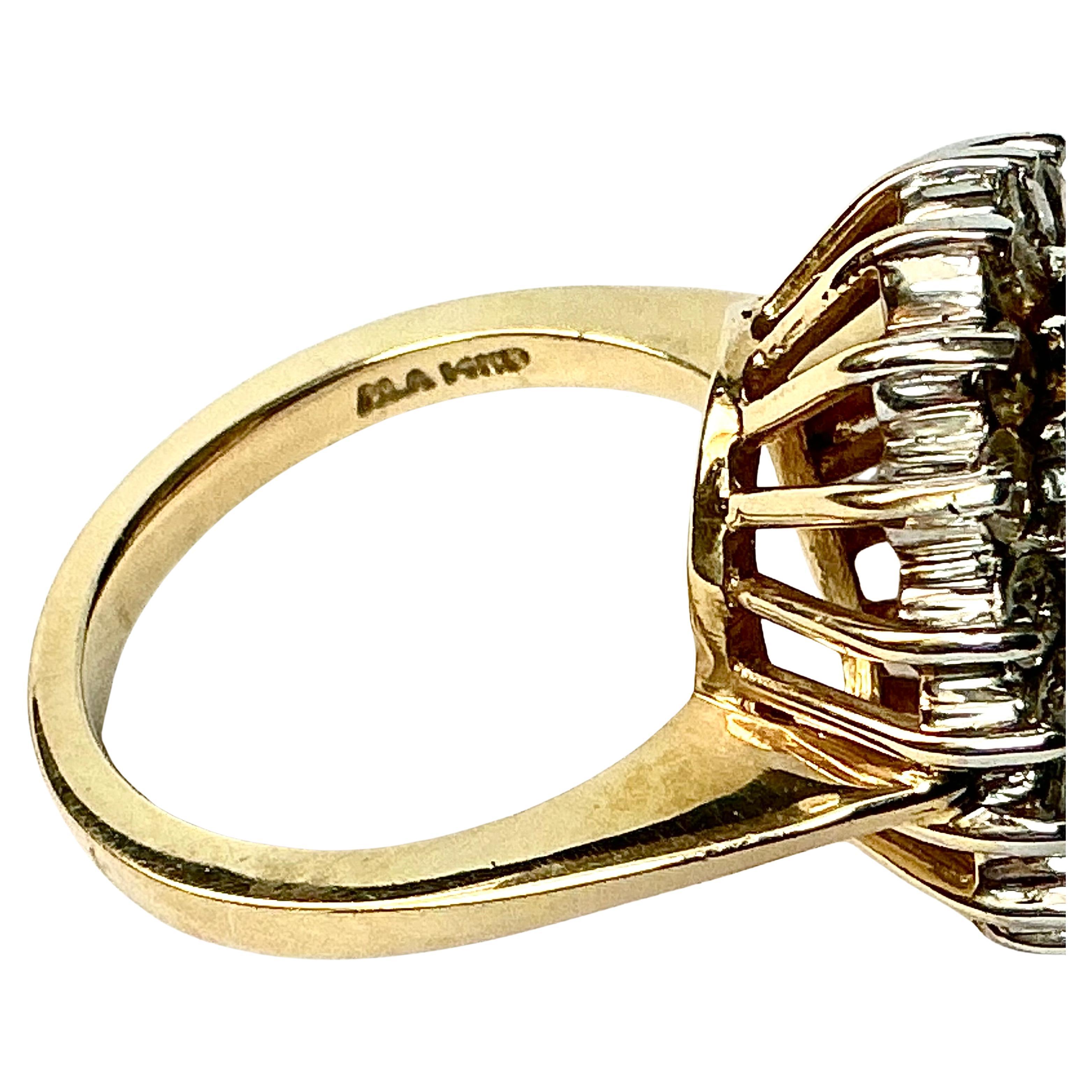 Cocktailring mit Amethyst und Diamant, 14K Gold für Damen oder Herren im Angebot