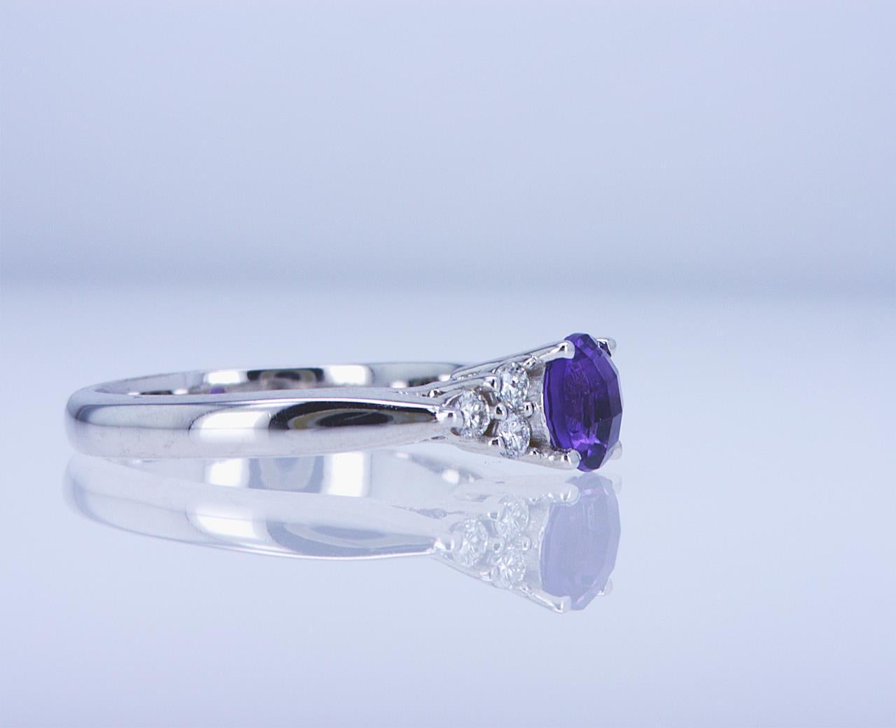 For Sale:  Amethyst and Diamond Cocktail Ring 10