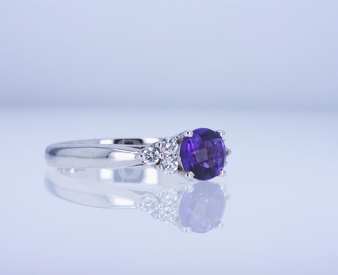 For Sale:  Amethyst and Diamond Cocktail Ring 14