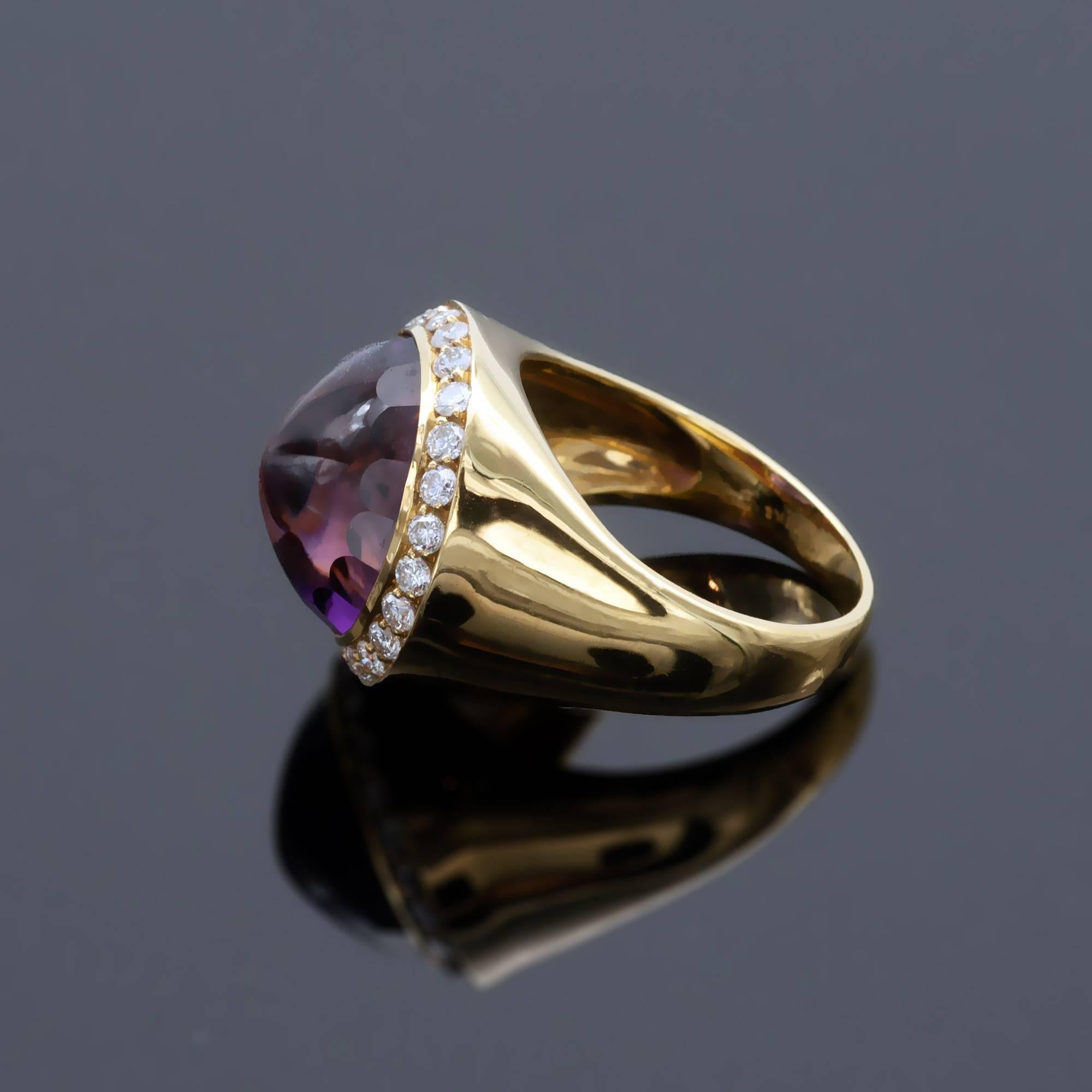 Amethyst and Diamond Cocktail Ring In New Condition In Monte Carlo, MC