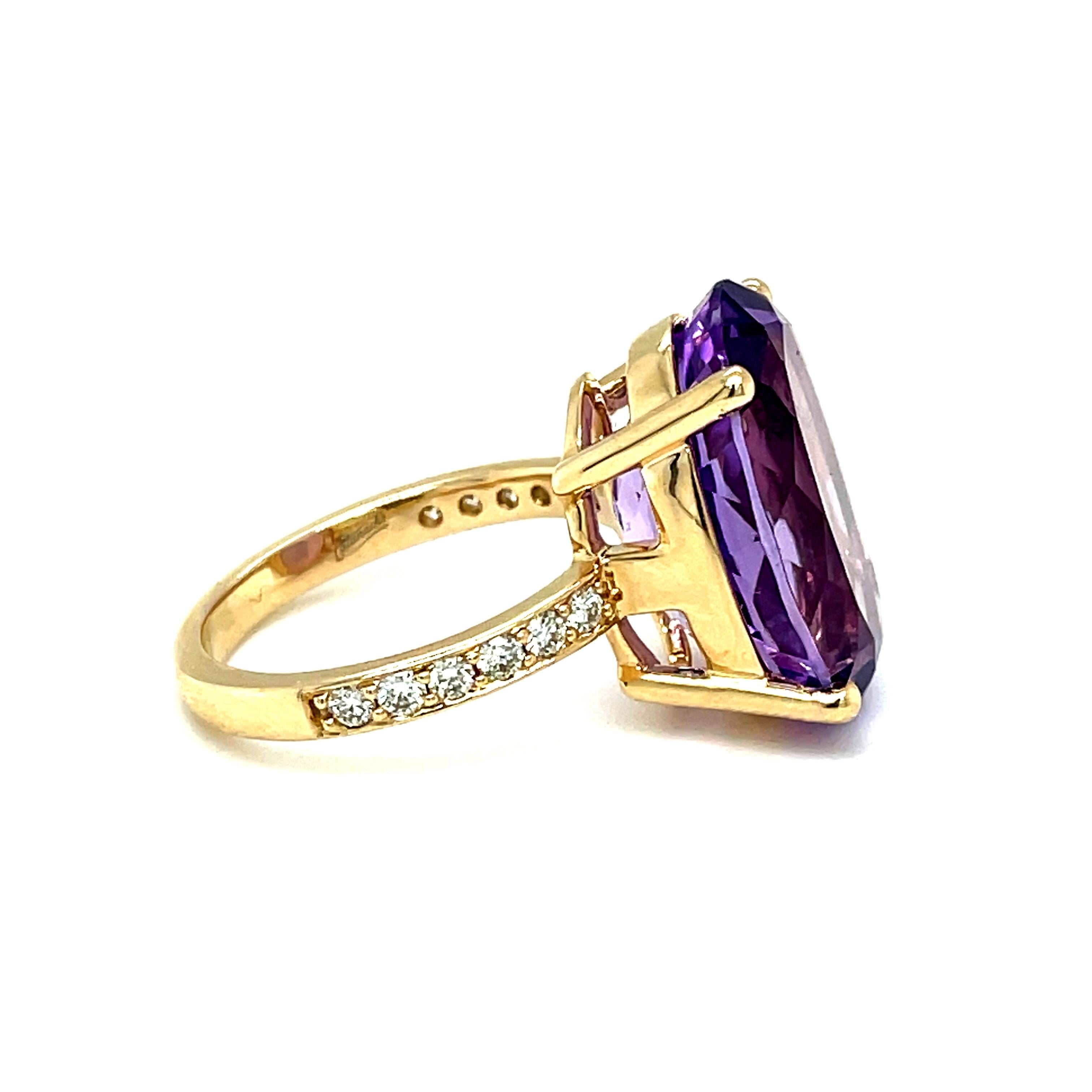 Oval Cut Amethyst and Diamond Cocktail Ring For Sale
