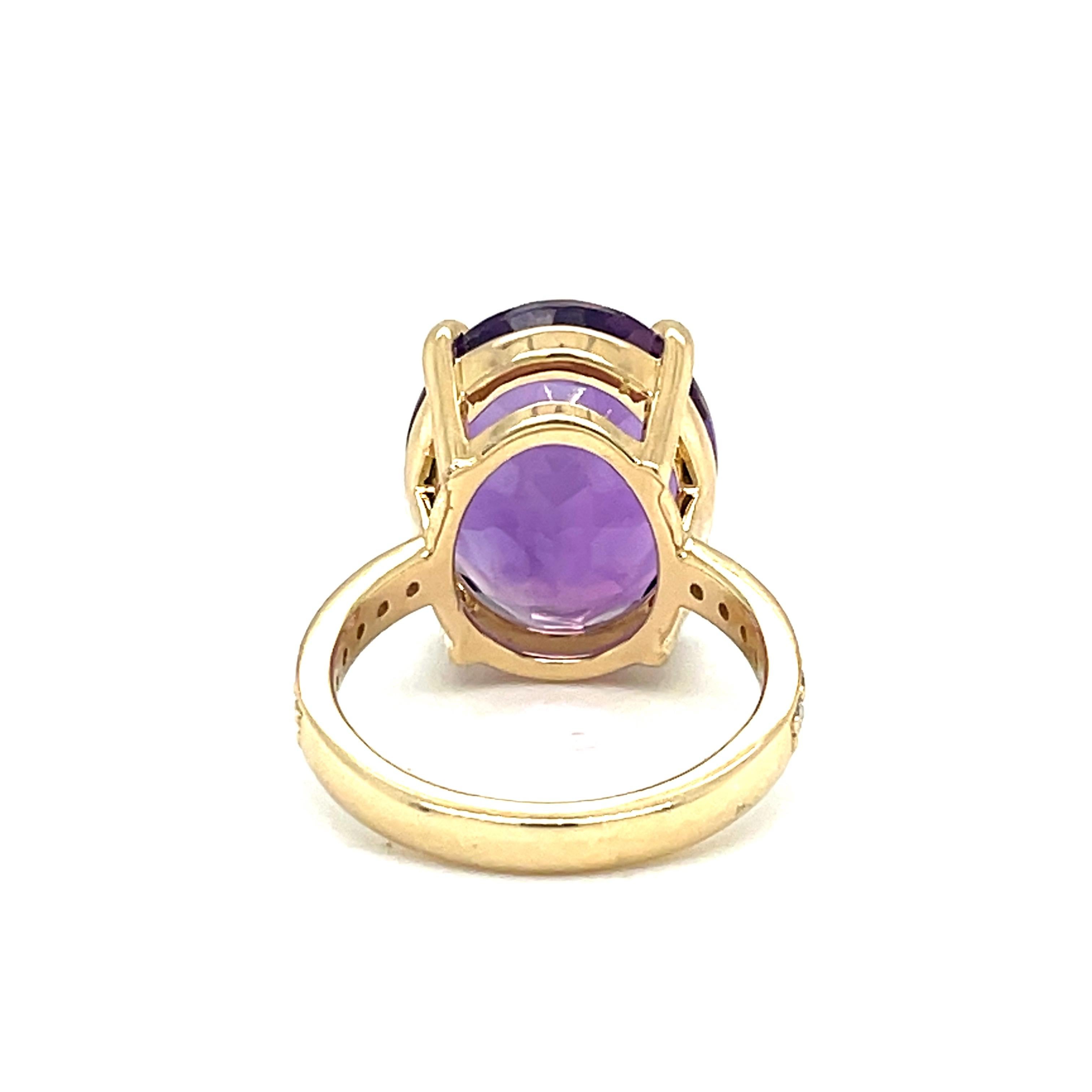 Women's or Men's Amethyst and Diamond Cocktail Ring For Sale