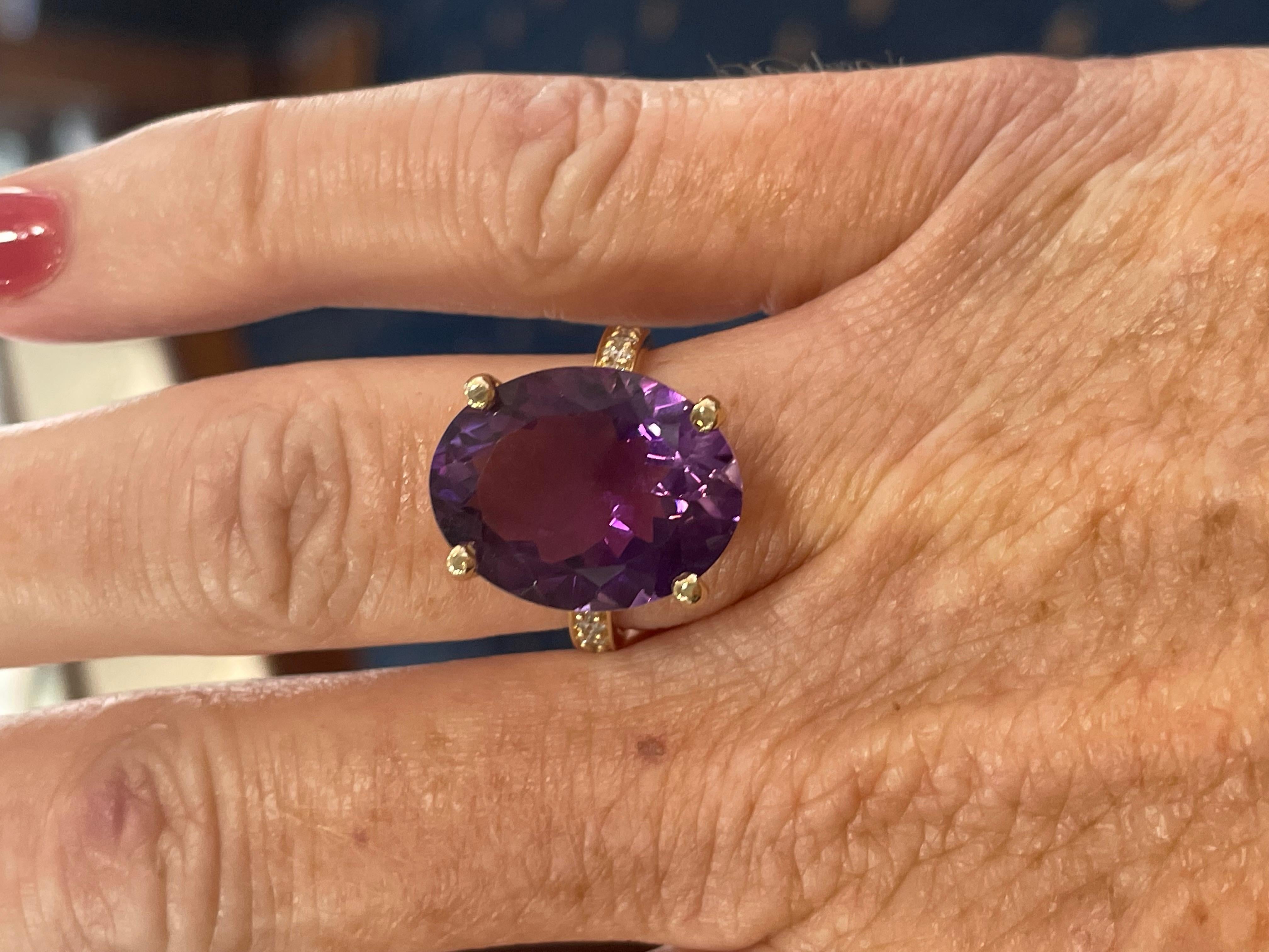 Amethyst and Diamond Cocktail Ring For Sale 1