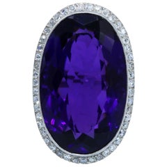 Retro Amethyst and Diamond Cocktail Ring