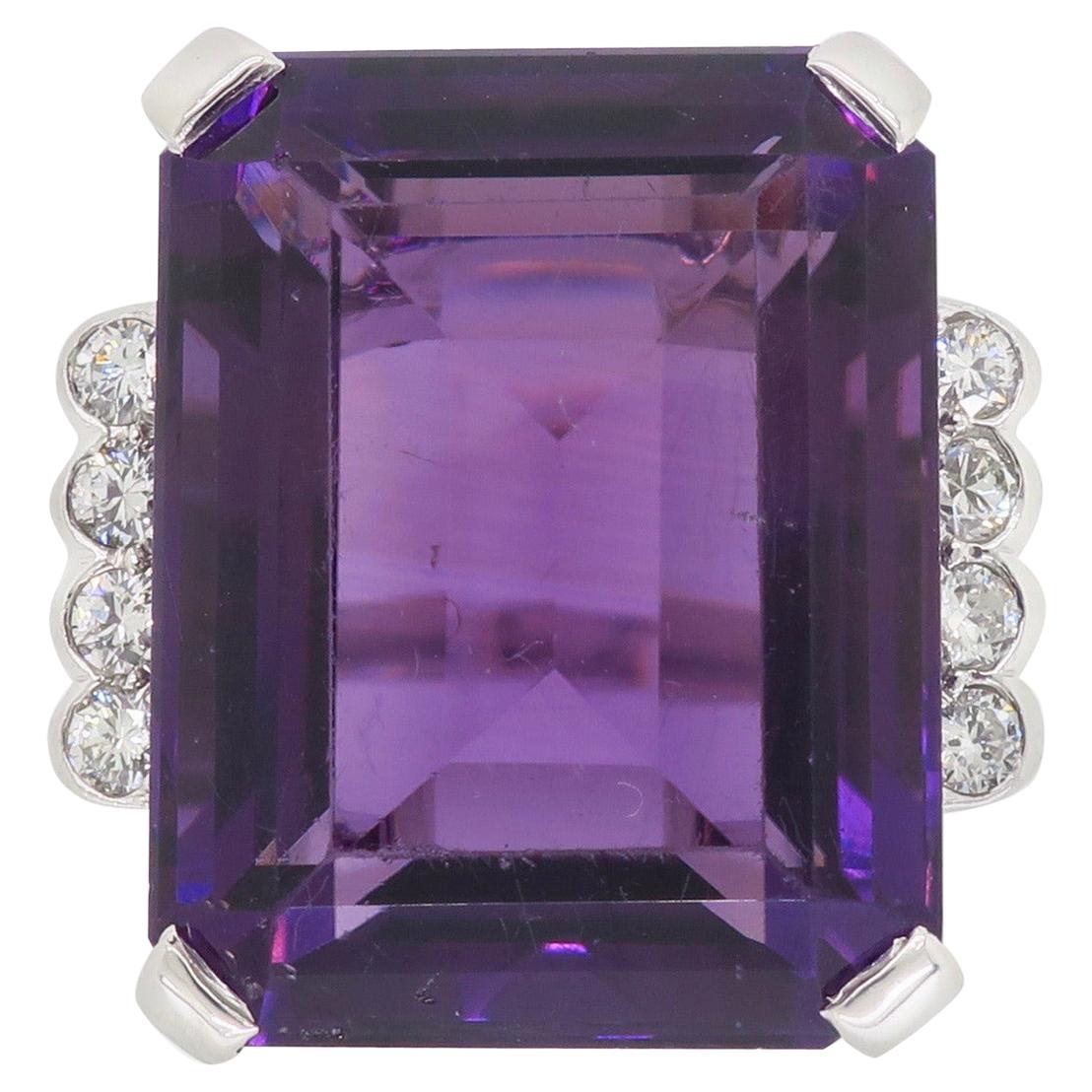 Amethyst and Diamond Cocktail Ring For Sale