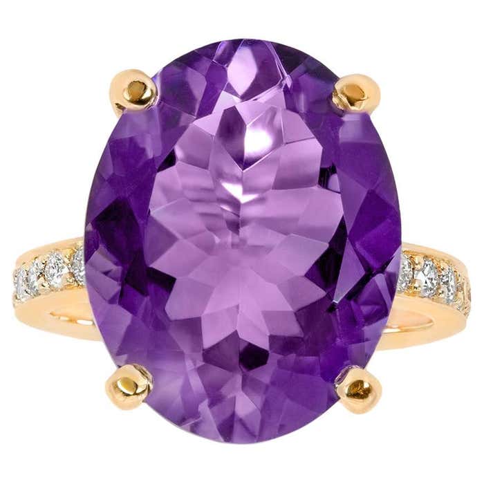A Single Cocktail Rings Amethyst and Diamond Cocktail Ring For Sale at 1stDibs | jenis diamond ...