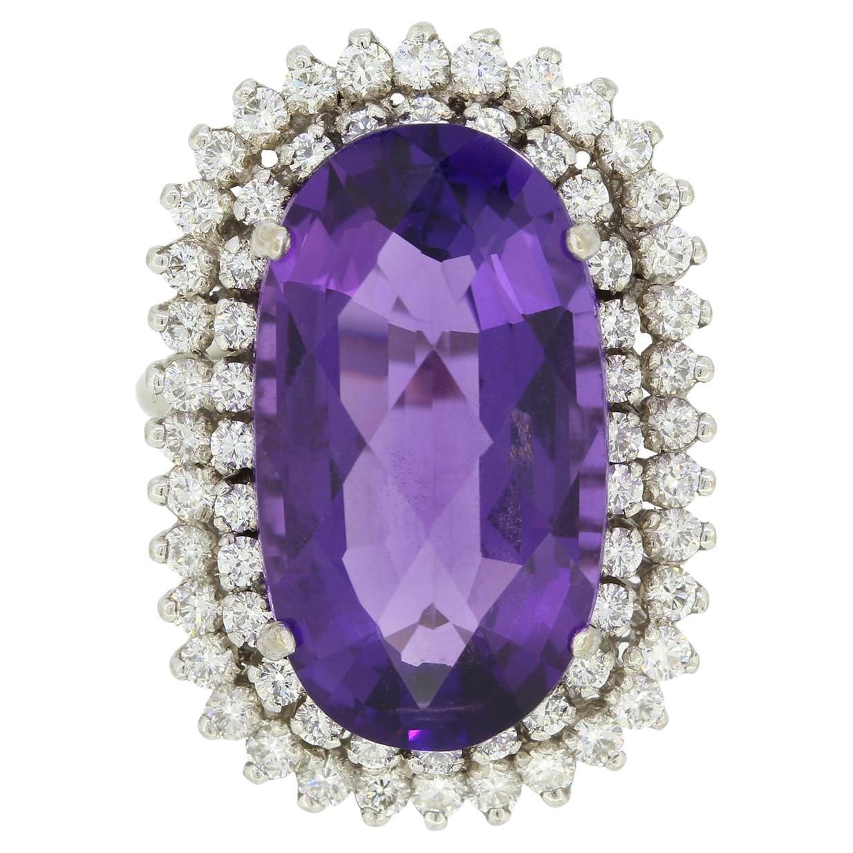 Amethyst and Diamond Cocktail Ring