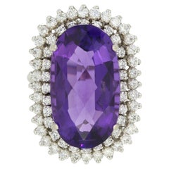 Anello cocktail con ametista e diamante