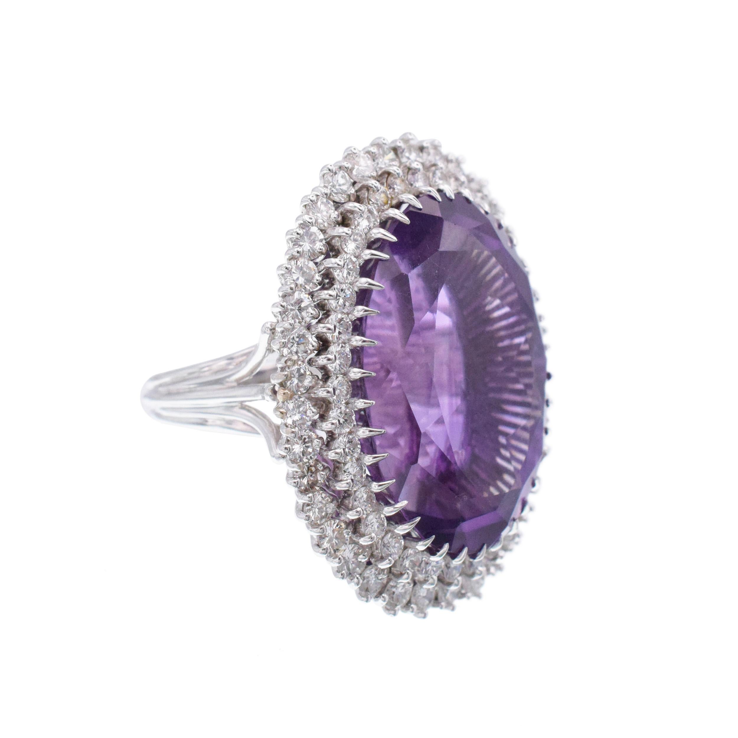 Artiste Bague cocktail améthyste et diamant en or blanc 18k en vente