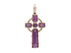 Amethyst and diamond cross pendant, circa 1920.