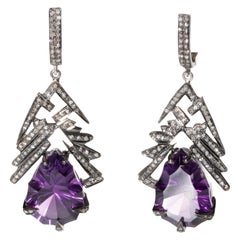 Amethyst and Diamond Dangle Earrings