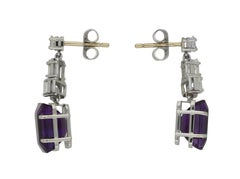 Amethyst and diamond drop earrings, circa 1950.