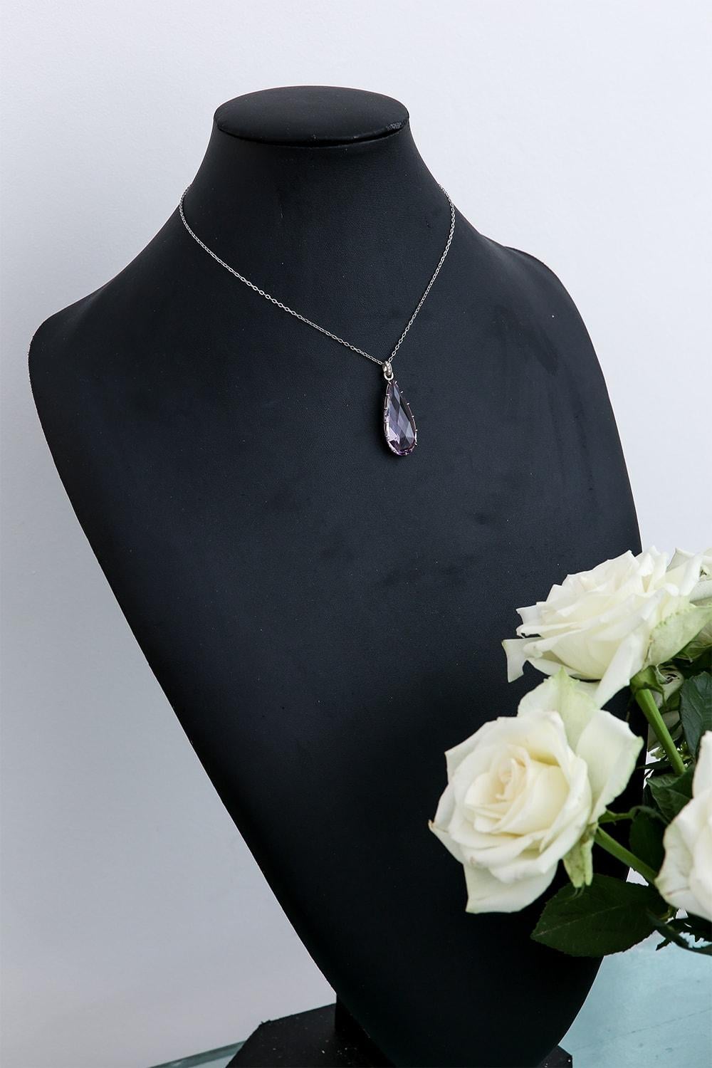 Edwardian Amethyst And Diamond Drop Pendant Necklace 6