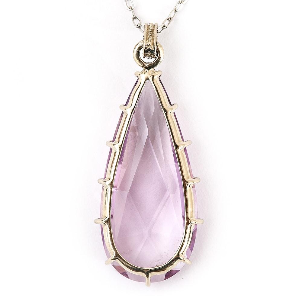 Edwardian Amethyst And Diamond Drop Pendant Necklace 3