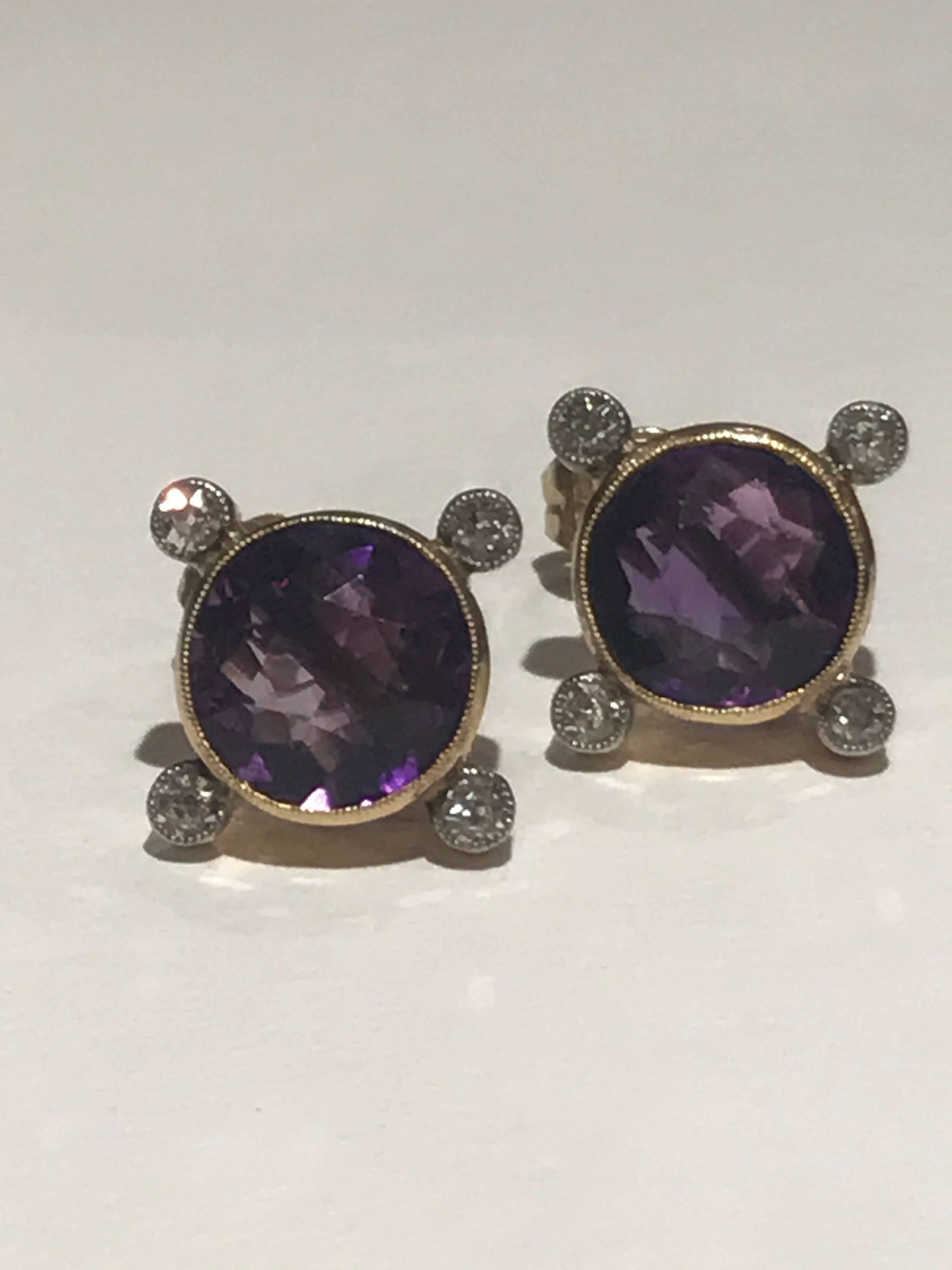 Amethyst and Diamond Edwardian Earrings In Excellent Condition In Oxford, GB