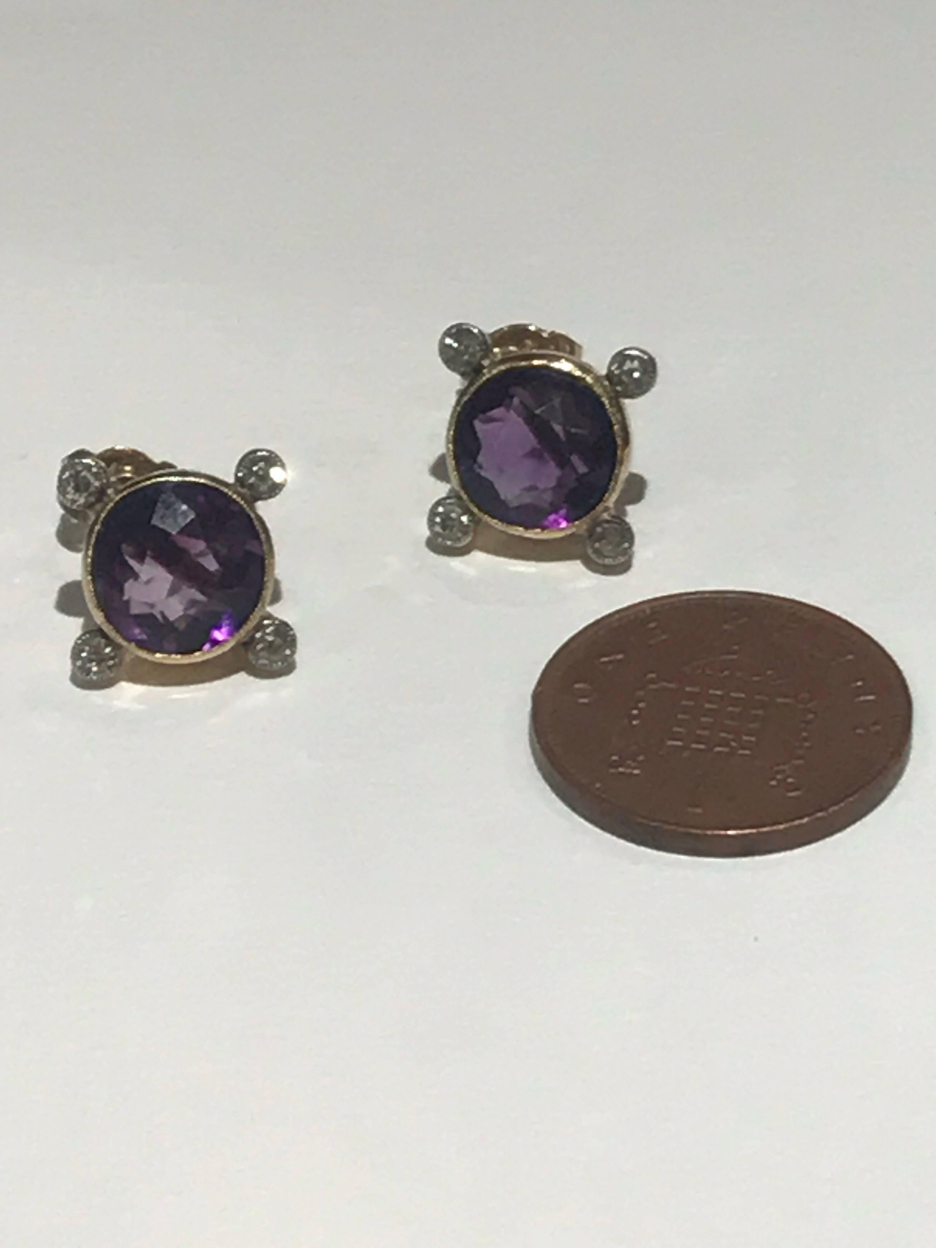 Amethyst and Diamond Edwardian Earrings 1