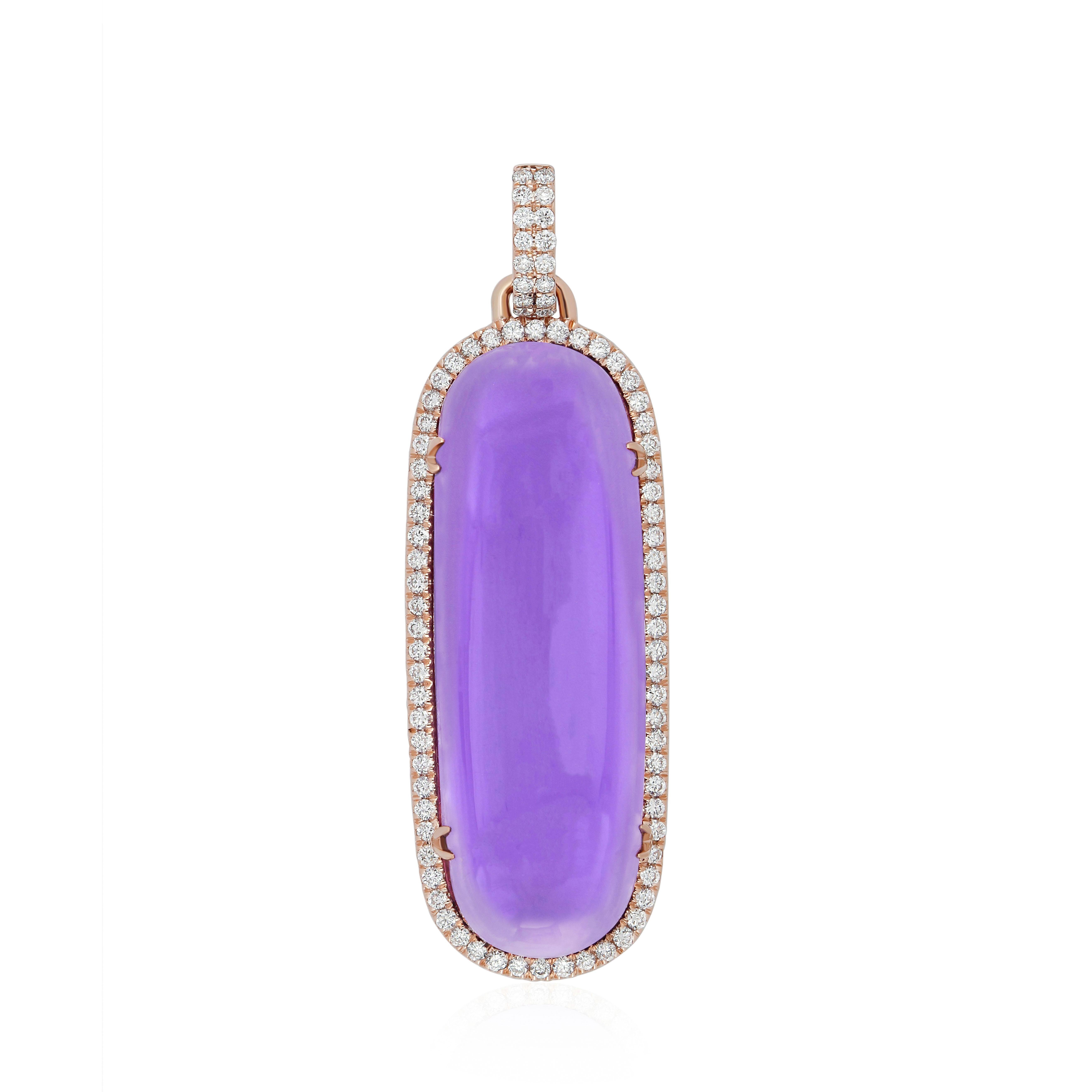 Amethyst and Diamond Elongated Ring, Earring & Pendant set in 14karat Rose Gold For Sale 2