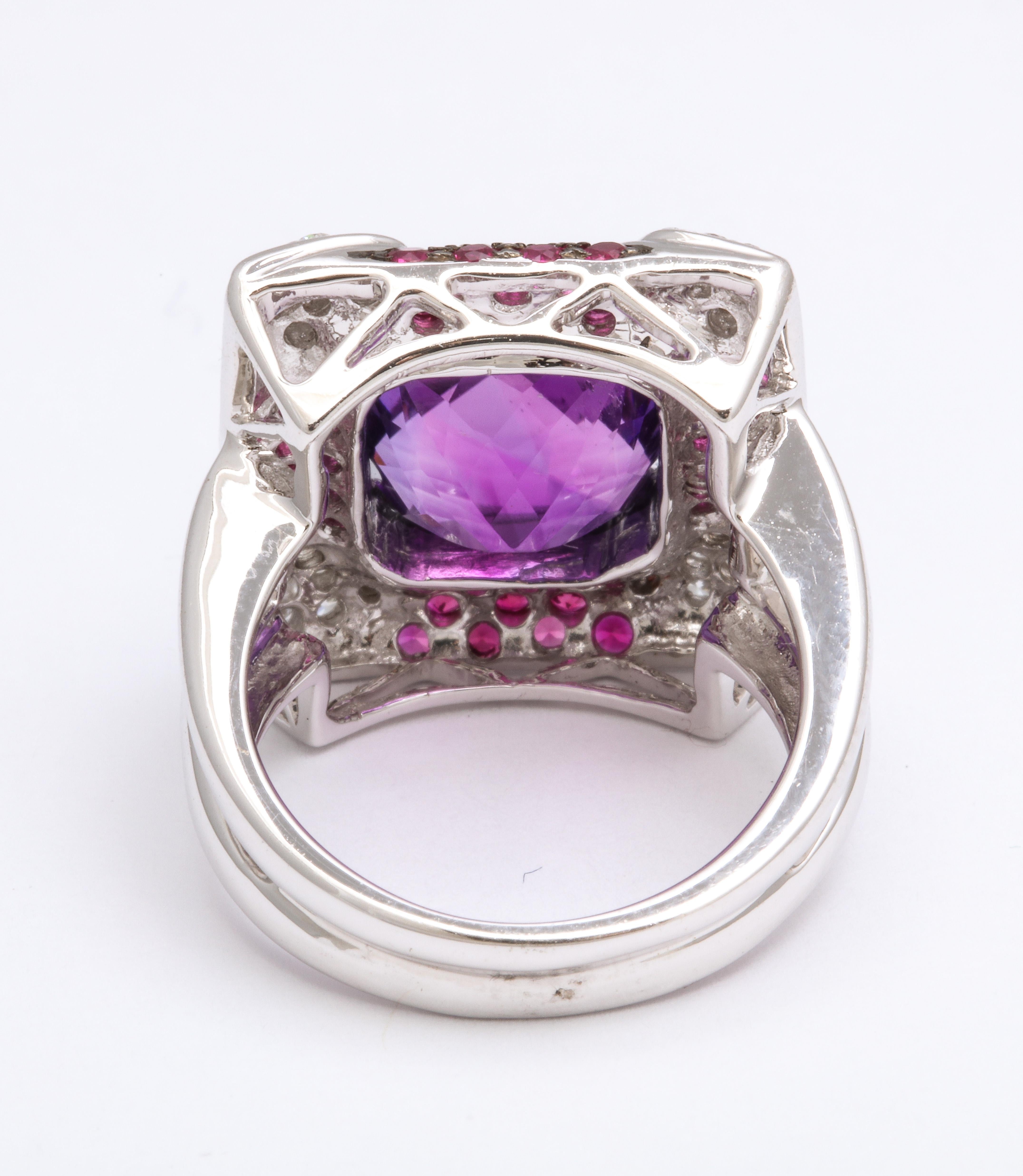 Women's or Men's Amethyst and Diamond Fashion Ring