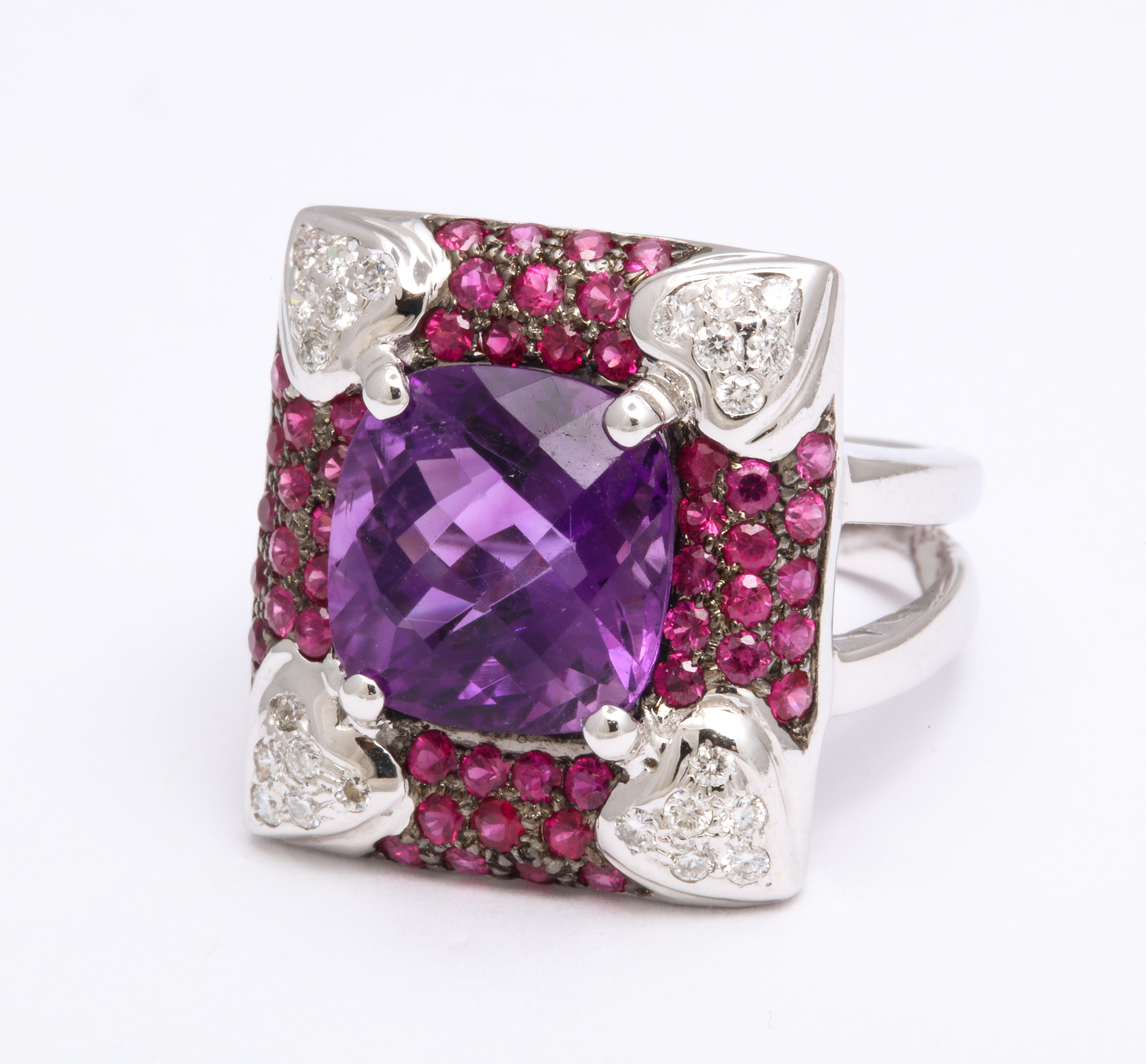 Amethyst and Diamond Fashion Ring 2
