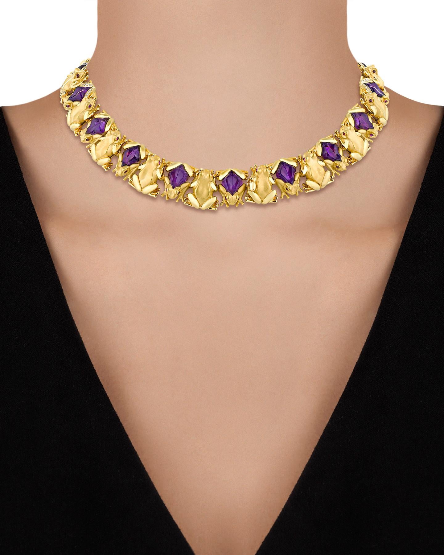 Amethyst and Diamond Frog Necklace by Carrera y Carrera In Excellent Condition In New Orleans, LA