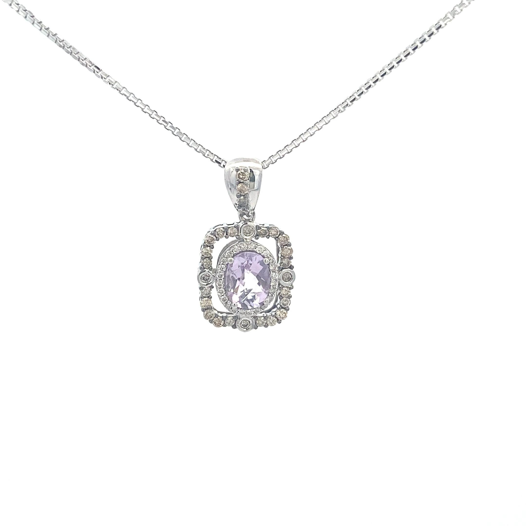 Gold Pretty in Pink 10 karat gold amethyst and diamond necklace