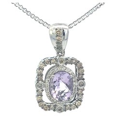 Amethyst and Diamond Gold Drop Pendant Necklace