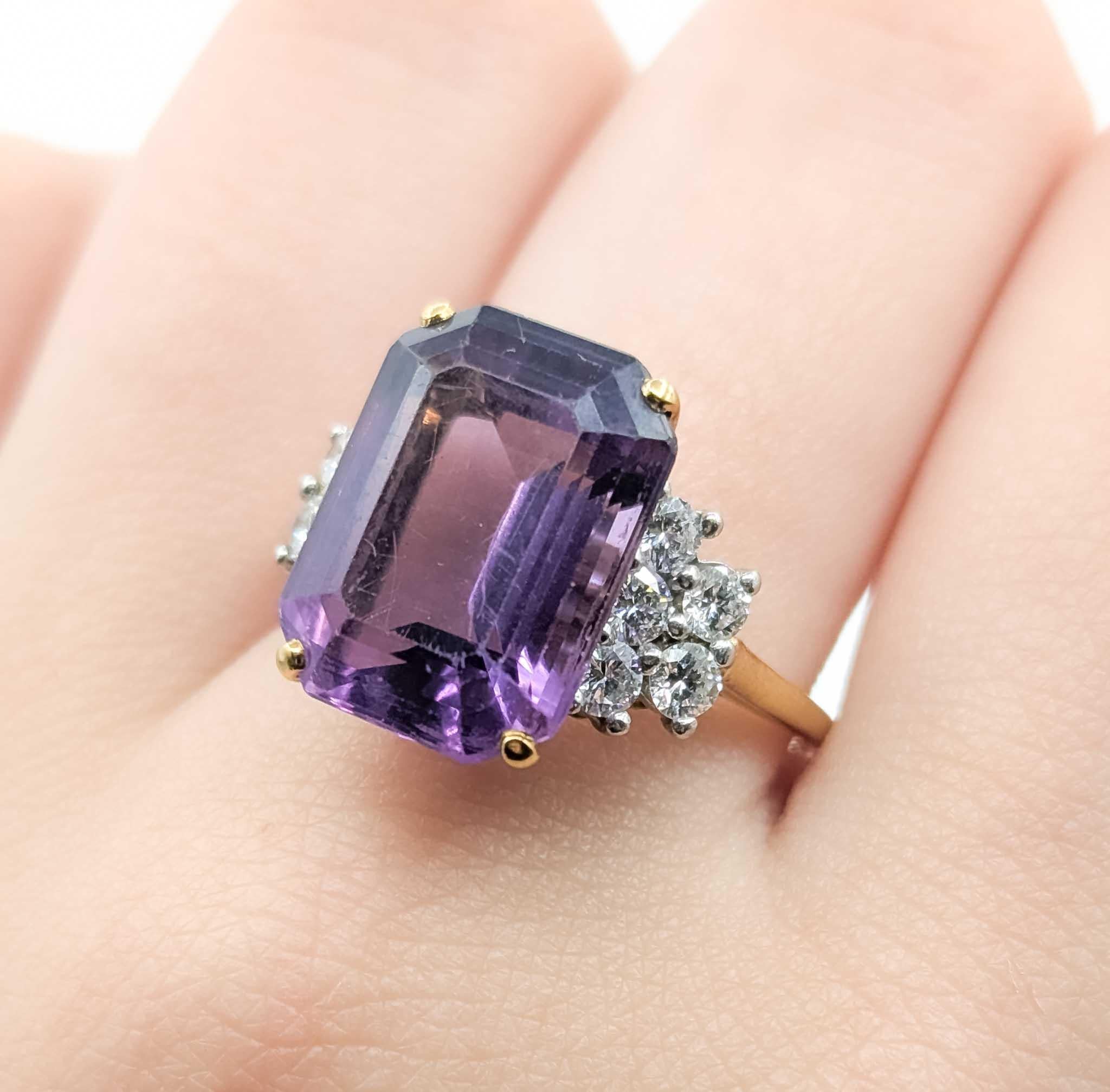 Bague en or avec améthyste et diamant Excellent état - En vente à Bloomington, MN