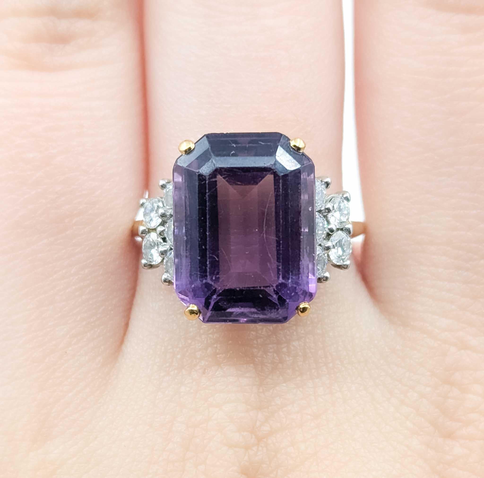 Bague en or avec améthyste et diamant Pour femmes en vente