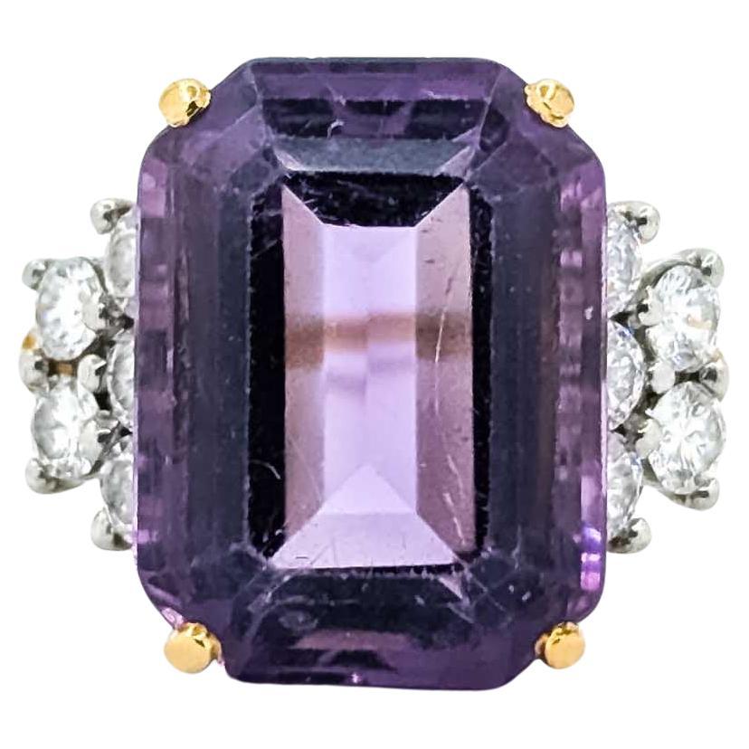 Bague en or avec améthyste et diamant en vente