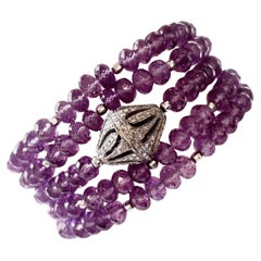 Bracciale a più fili con ametista e diamanti