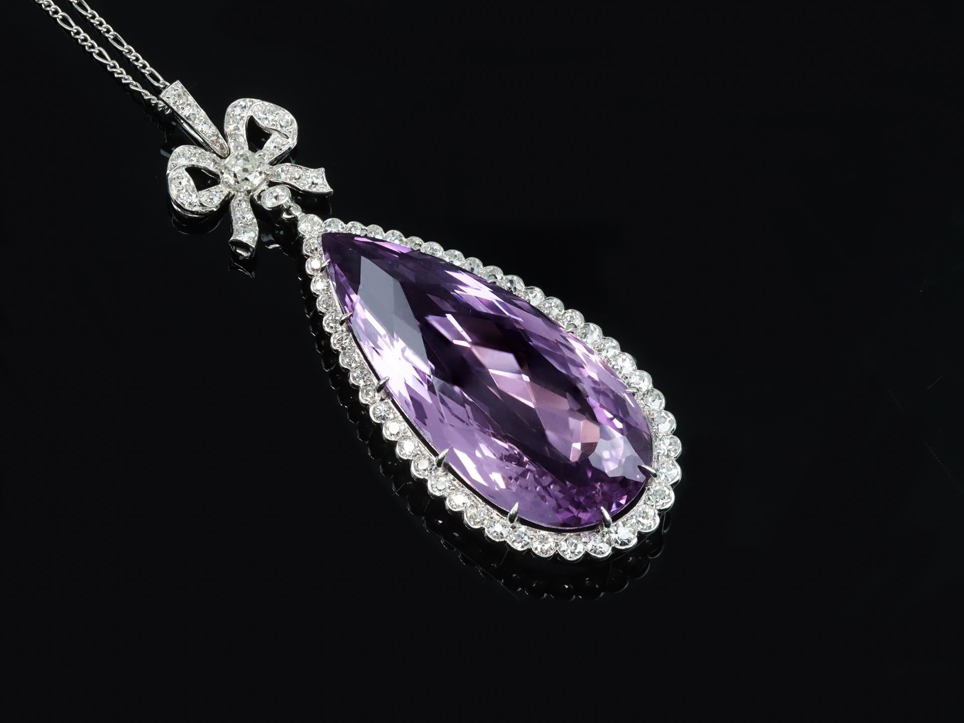 Edwardian Amethyst and diamond pendant, circa 1910. For Sale