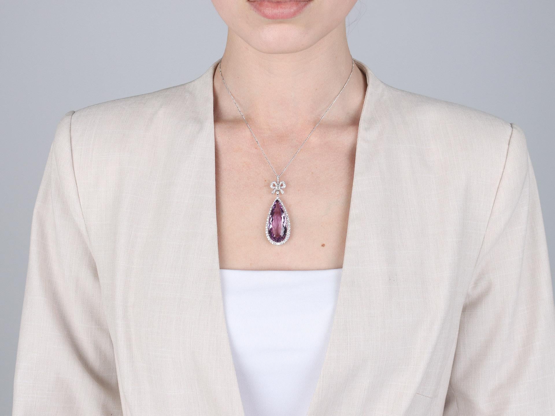 Amethyst and diamond pendant, circa 1910. In Good Condition For Sale In London, GB