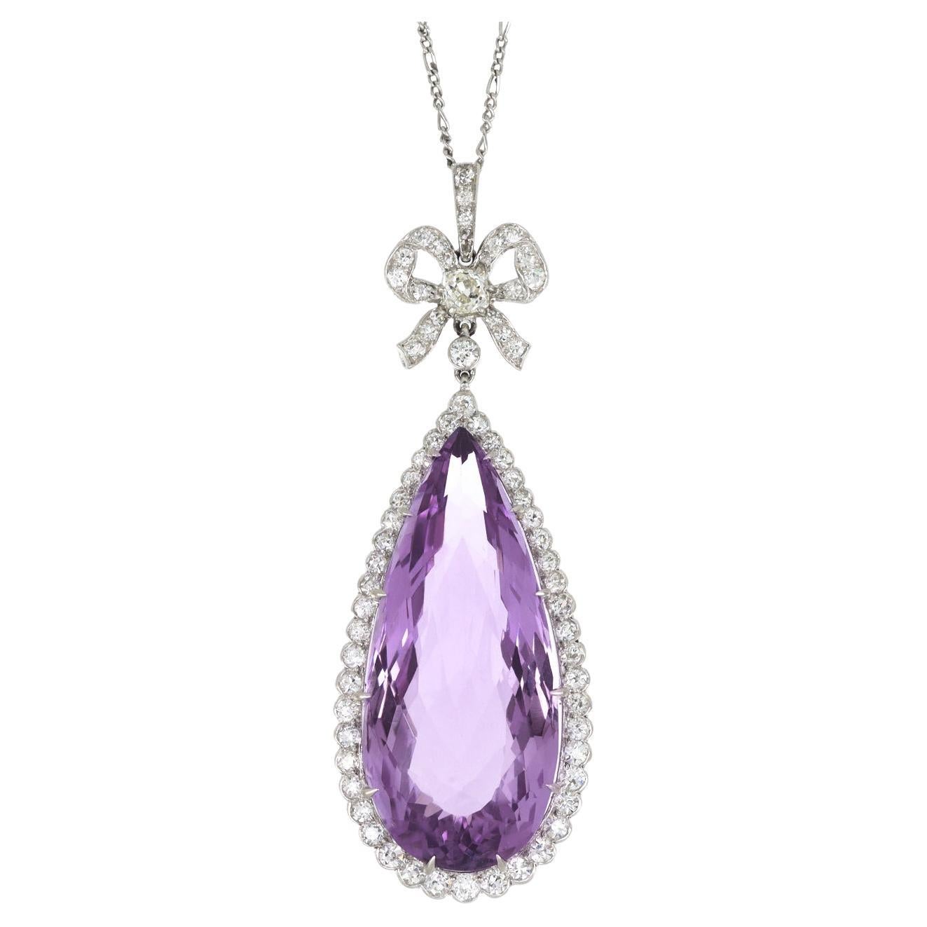 Amethyst and diamond pendant, circa 1910.