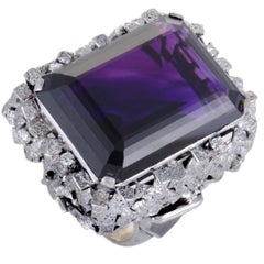 Amethyst and Diamond Platinum Cocktail Ring