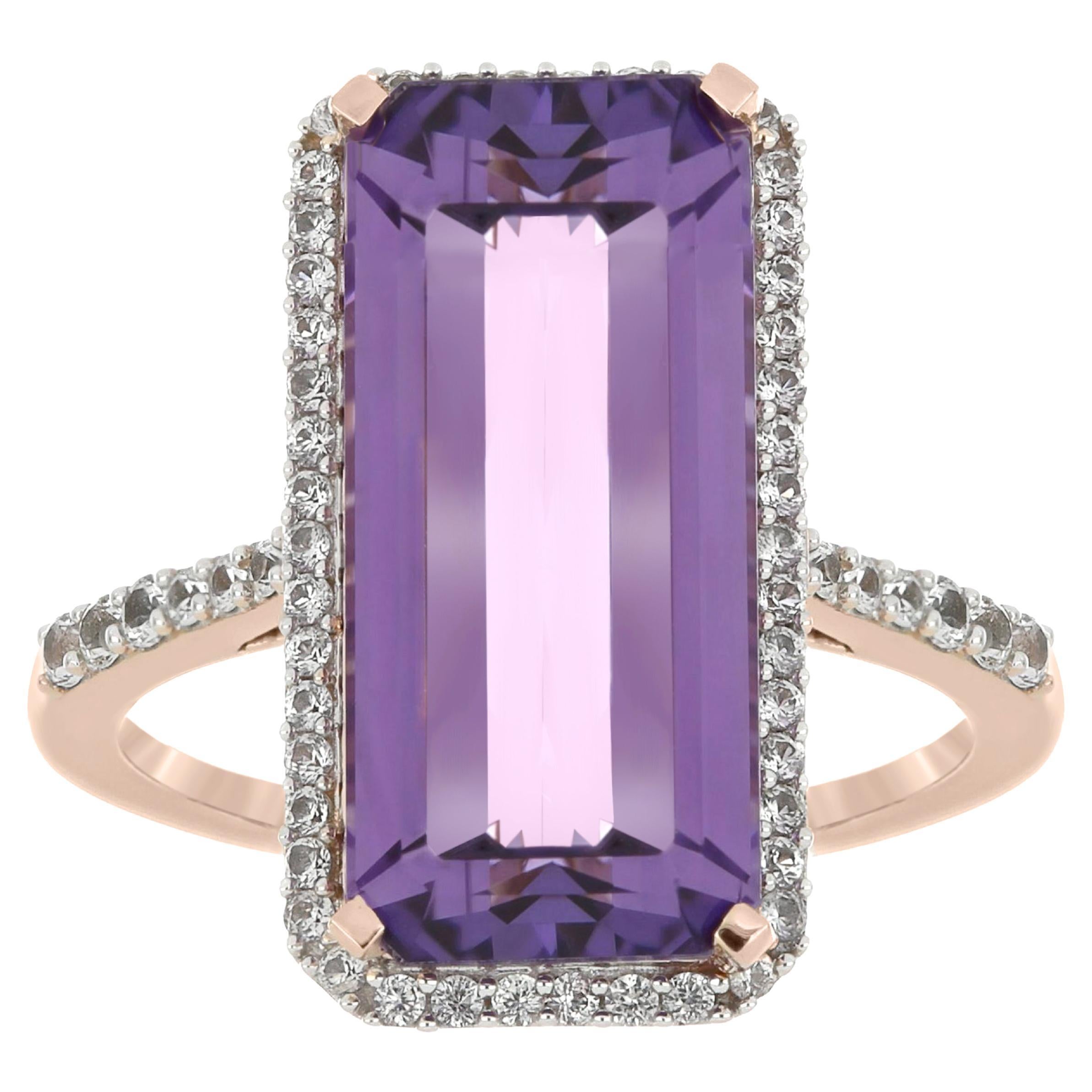 Amethyst- und Diamantring aus 14 Karat Roségold