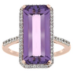 Amethyst- und Diamantring aus 14 Karat Roségold