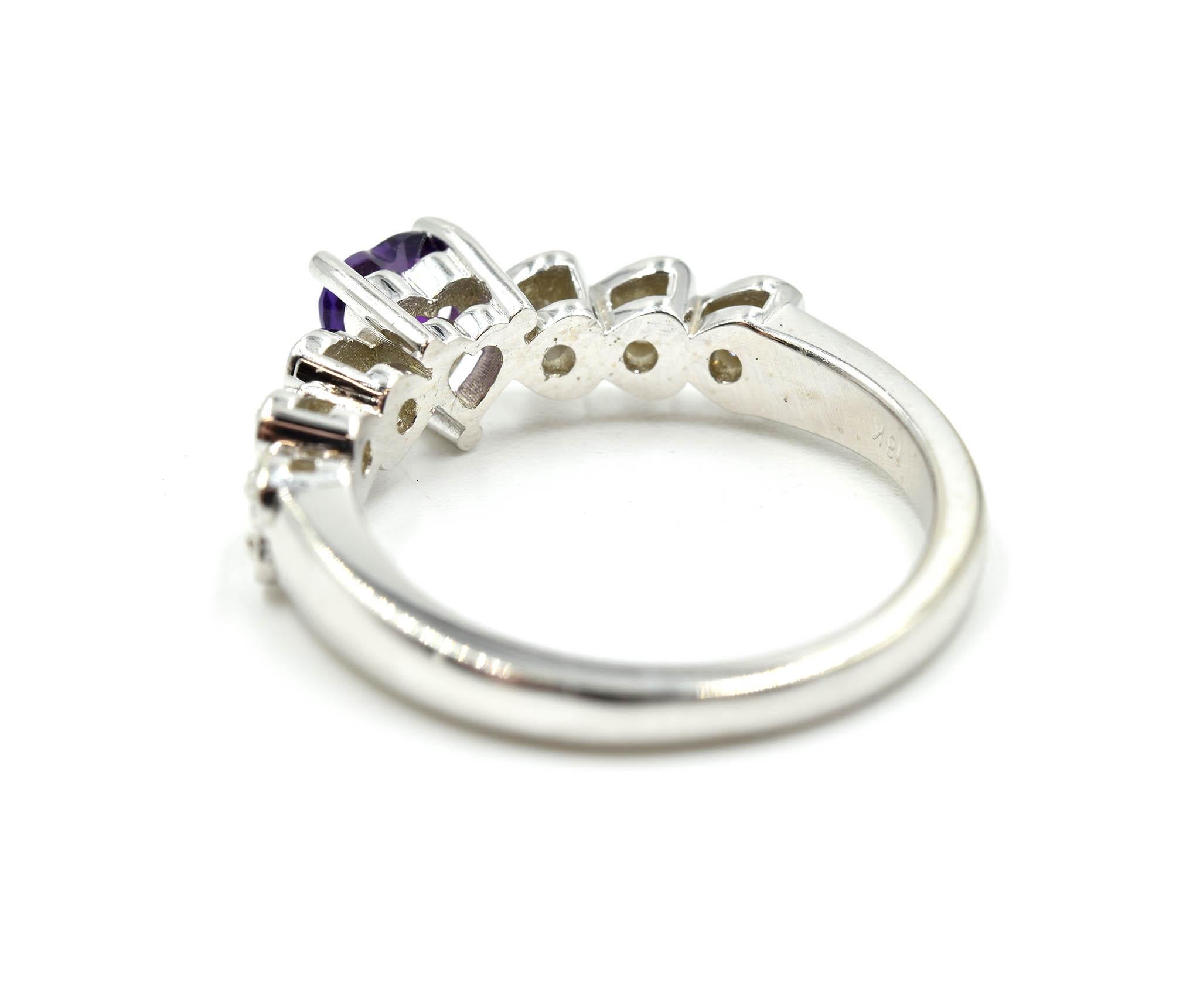 Amethyst and Diamond Ring 18 Karat White Gold In New Condition In Scottsdale, AZ