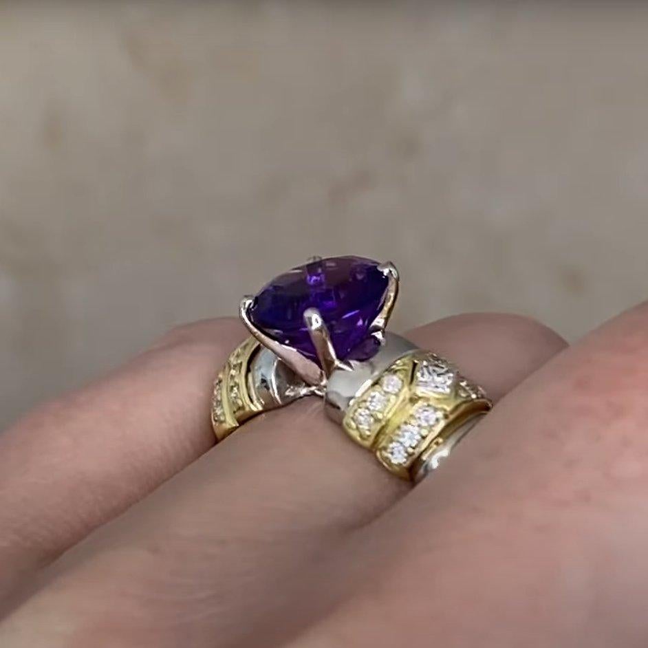 da uomo o donna Anello con ametista e diamante (circa 2,40 carati), oro giallo 18 carati in vendita