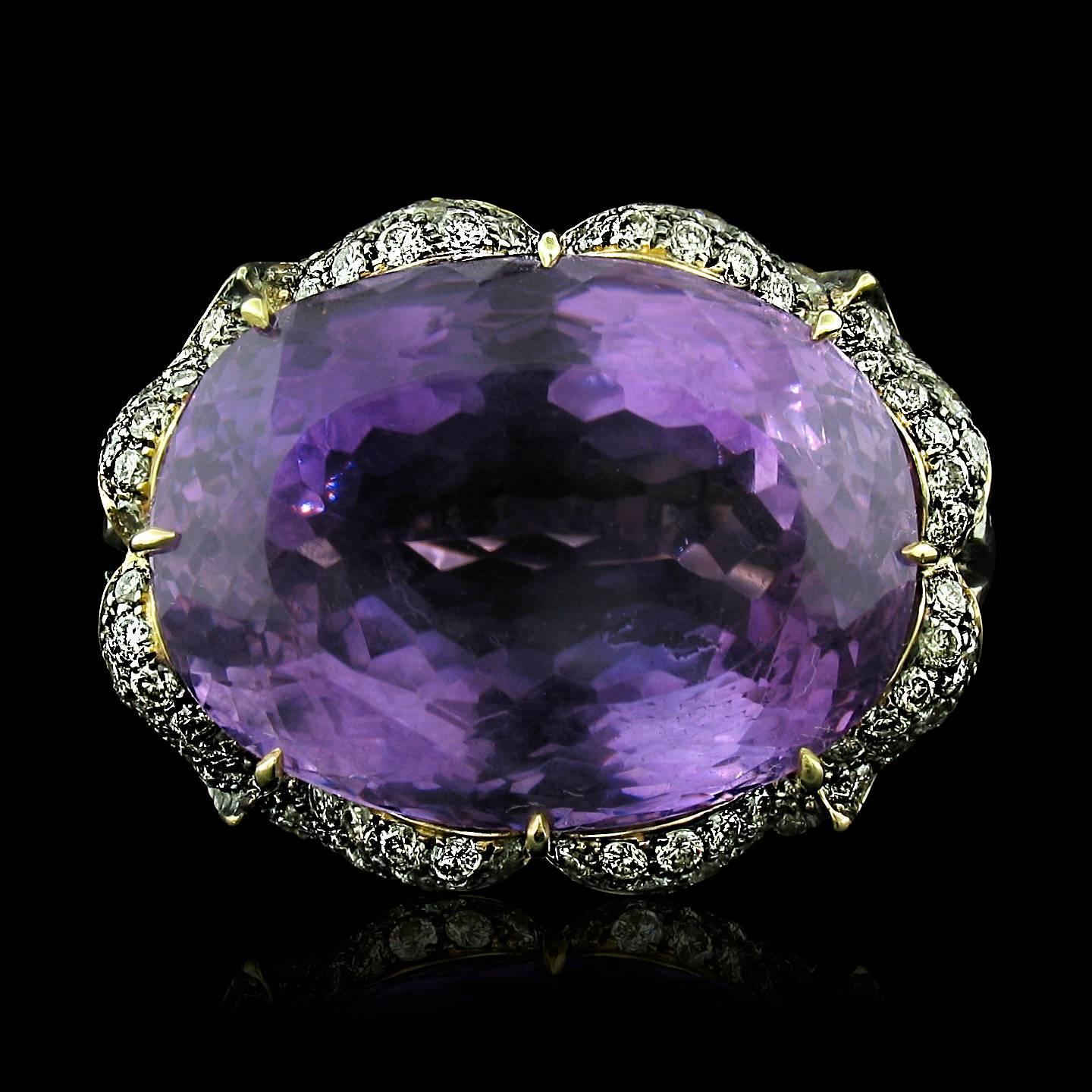 Amethyst and Diamond Ring by Tony Duquette In New Condition In Carmel, CA