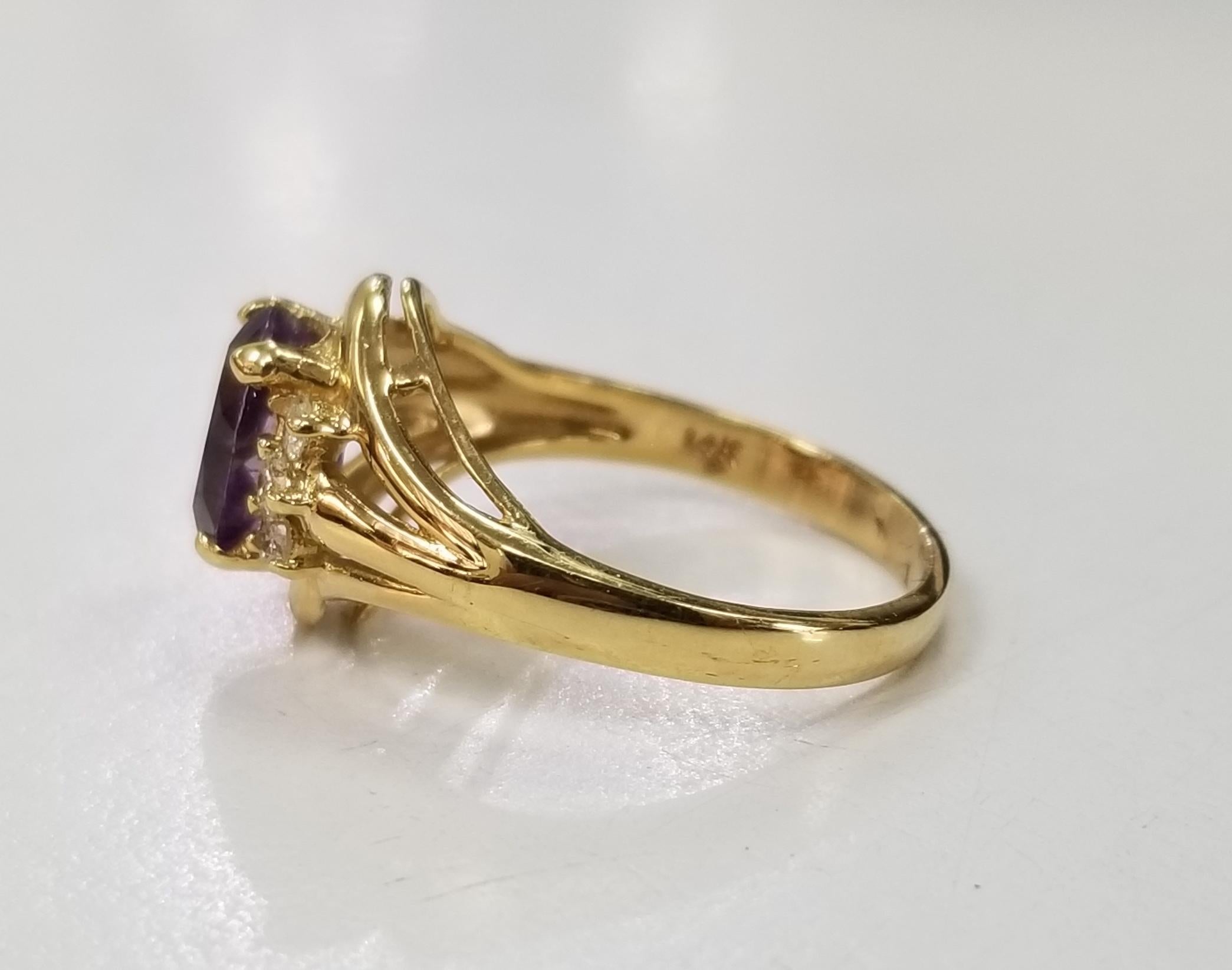 Contemporary Amethyst and Diamond Ring