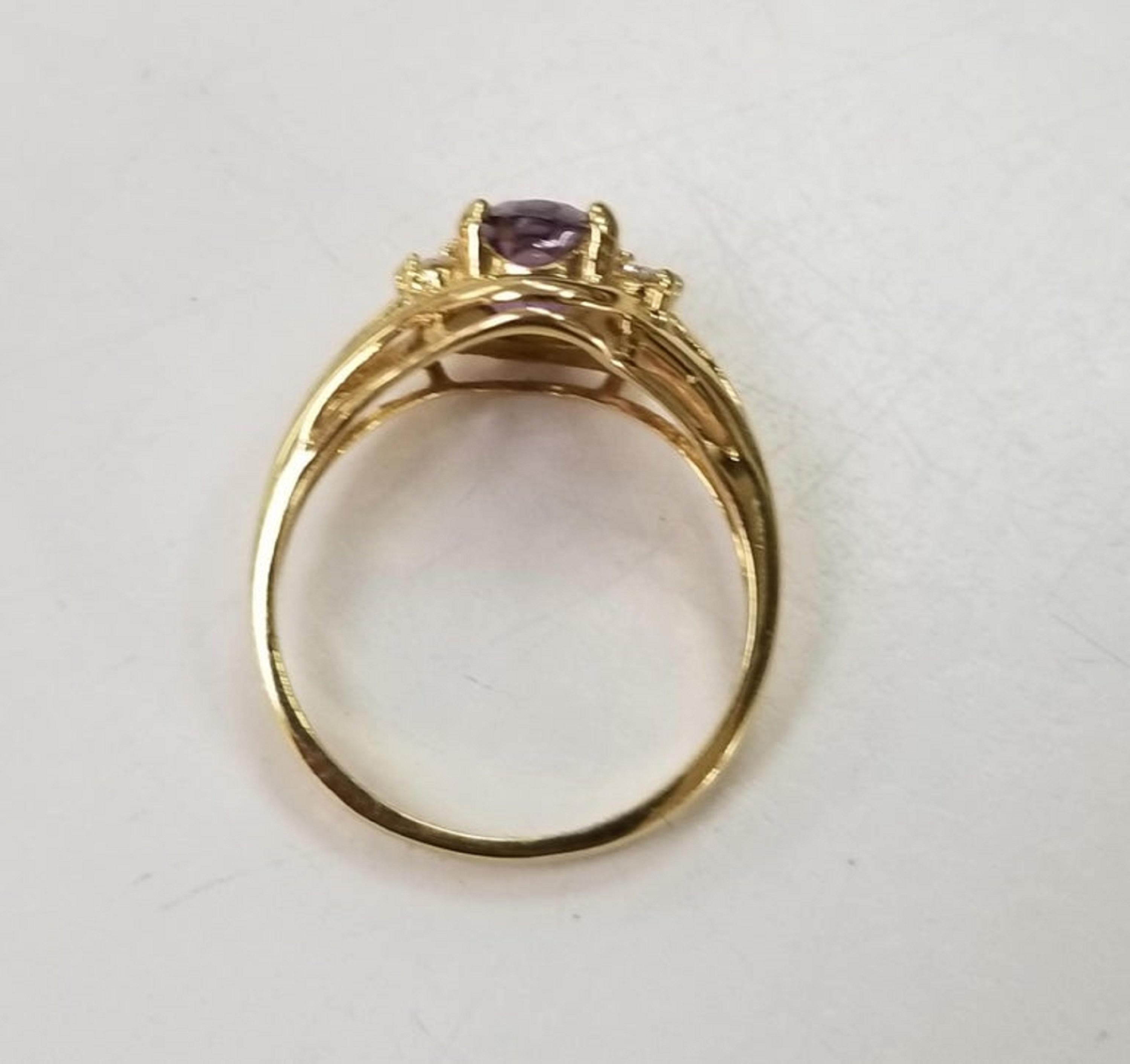 Oval Cut Amethyst and Diamond Ring For Sale