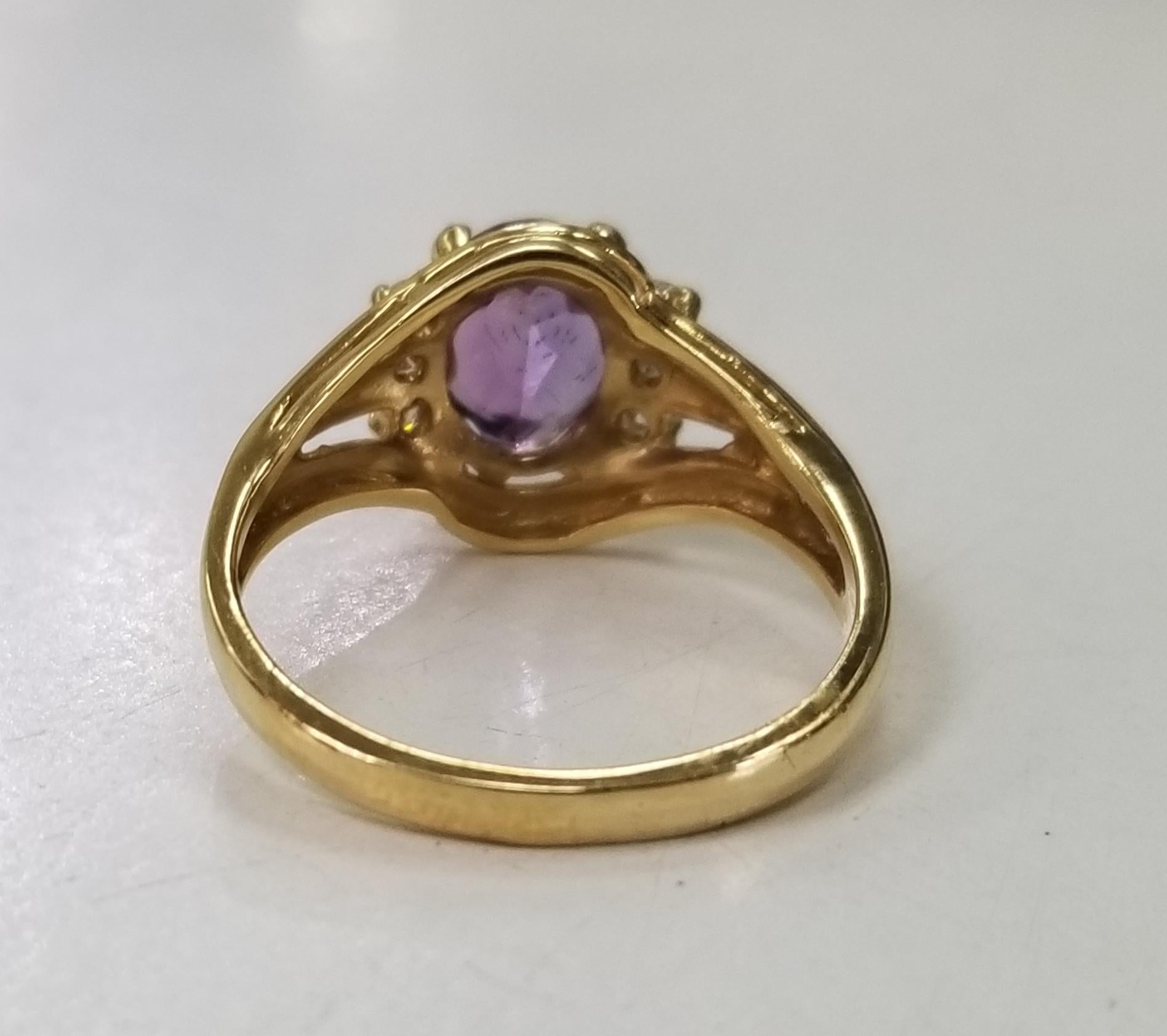 Amethyst and Diamond Ring In New Condition In Los Angeles, CA