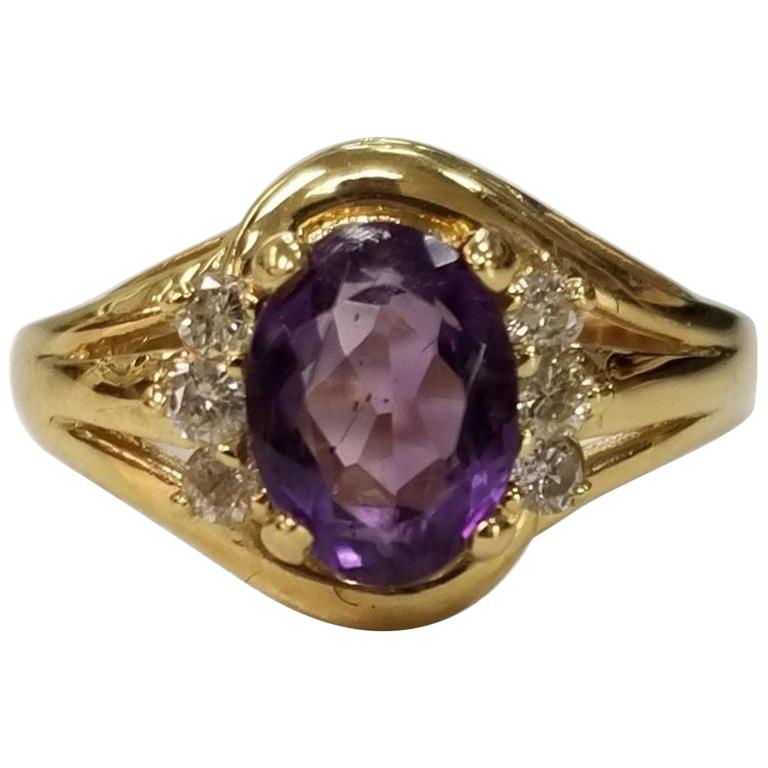 Amethyst and Diamond Ring For Sale