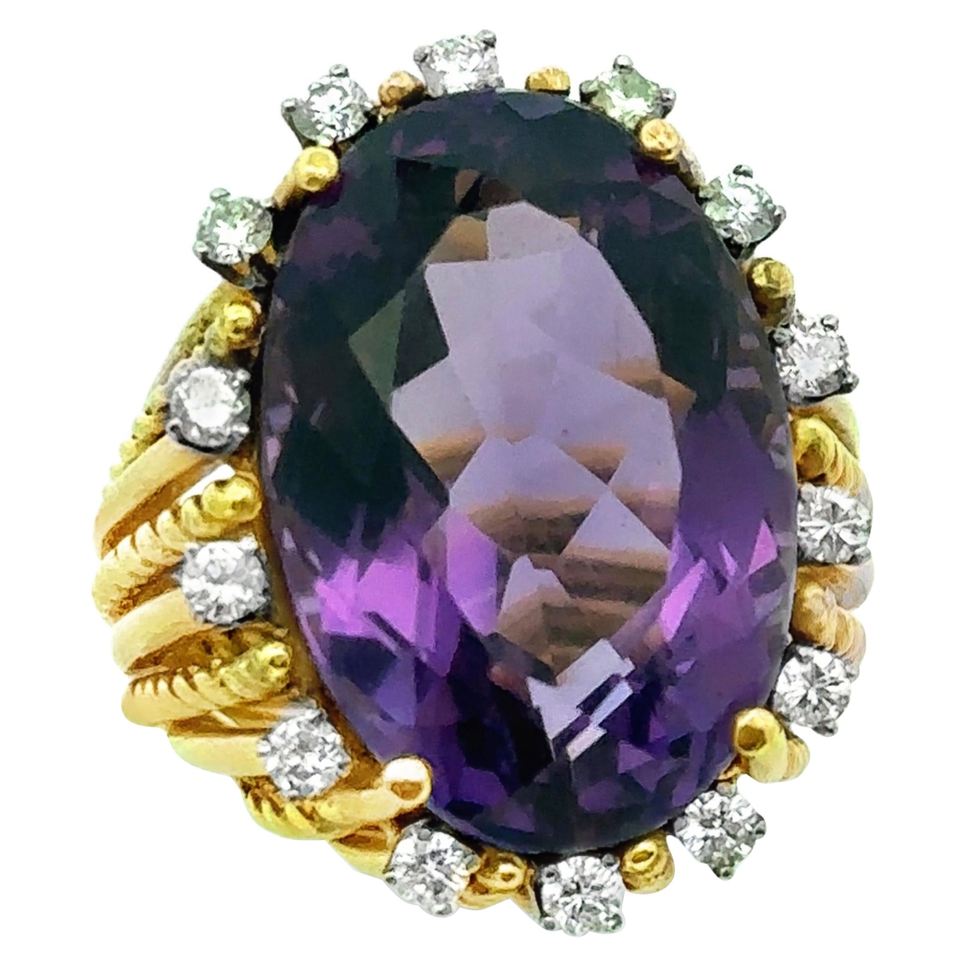 Anello con ametista e diamante