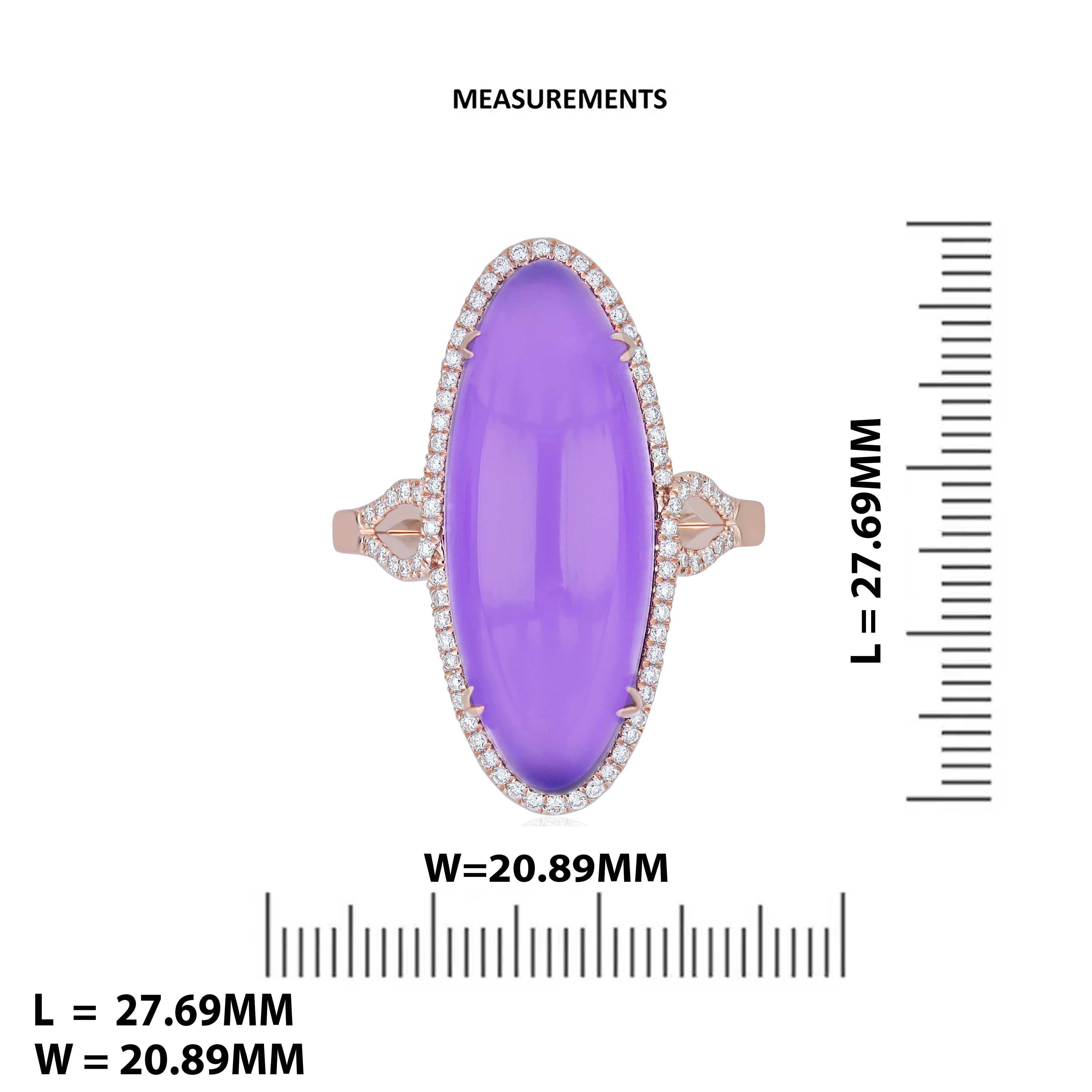 Women's Amethyst and Diamond Ring in 14k Rose Gold Hand-Craft Beautiful Ring For Sale