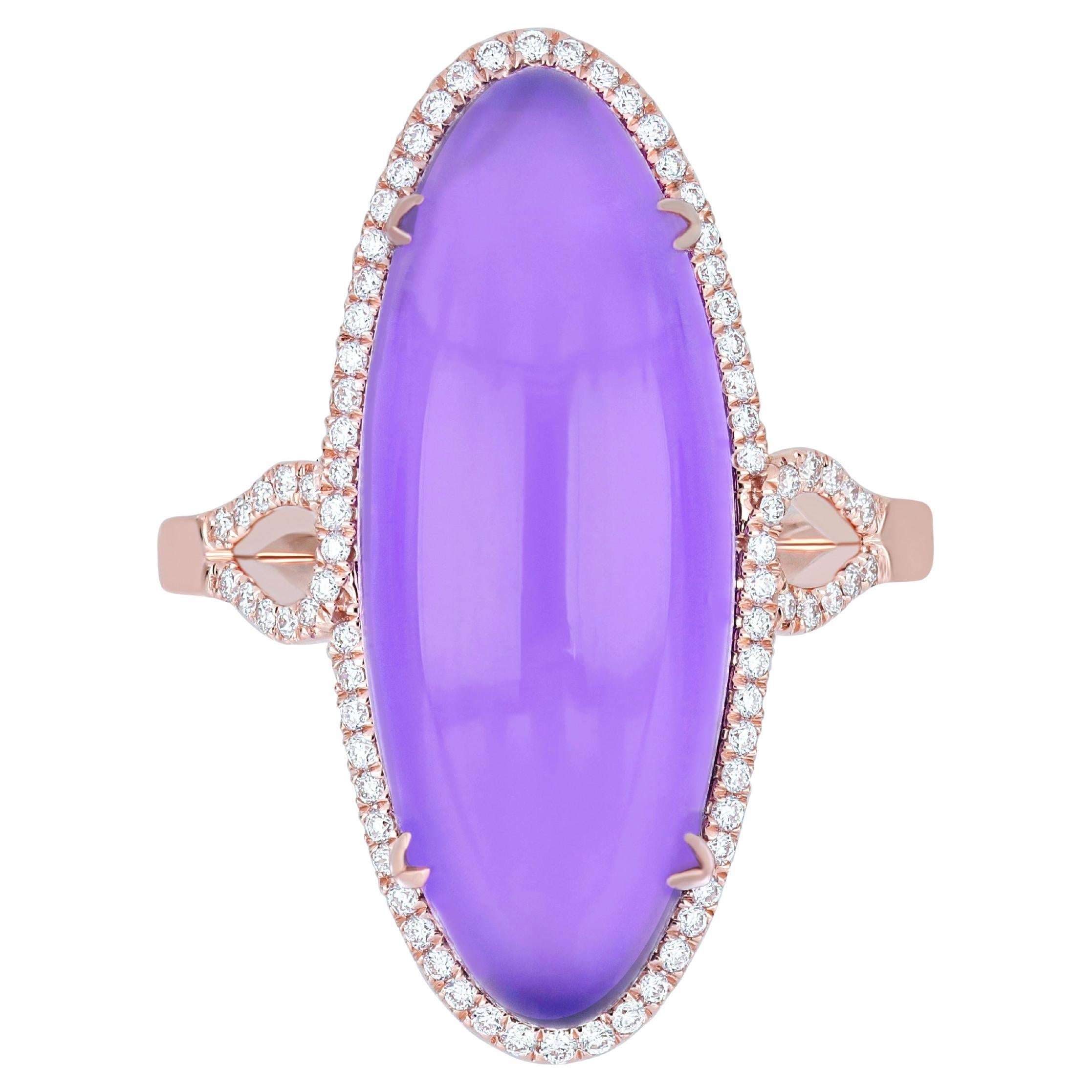 Amethyst and Diamond Ring in 14k Rose Gold Hand-Craft Beautiful Ring