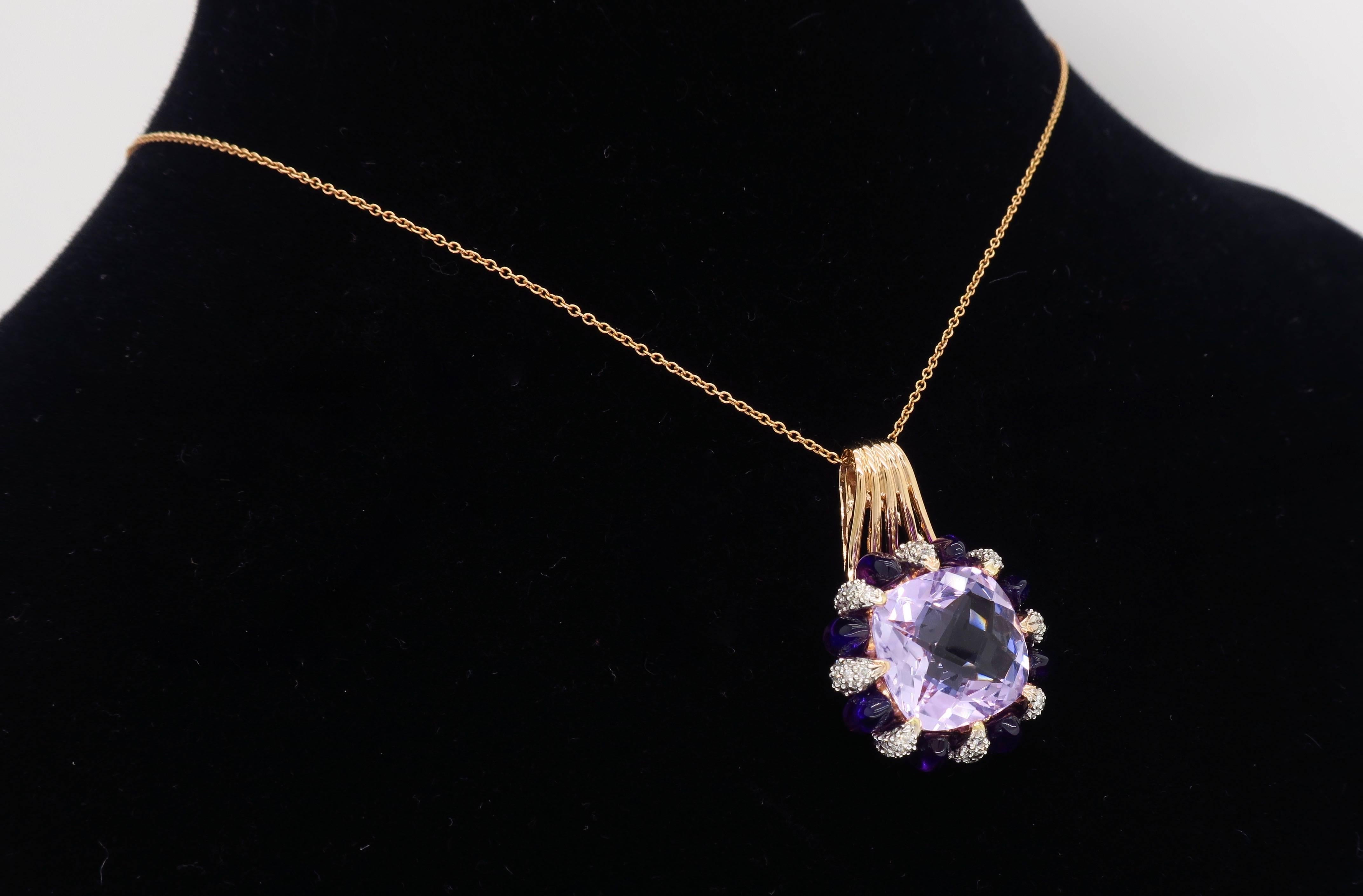 Amethyst and Diamond Rose Gold Necklace 2