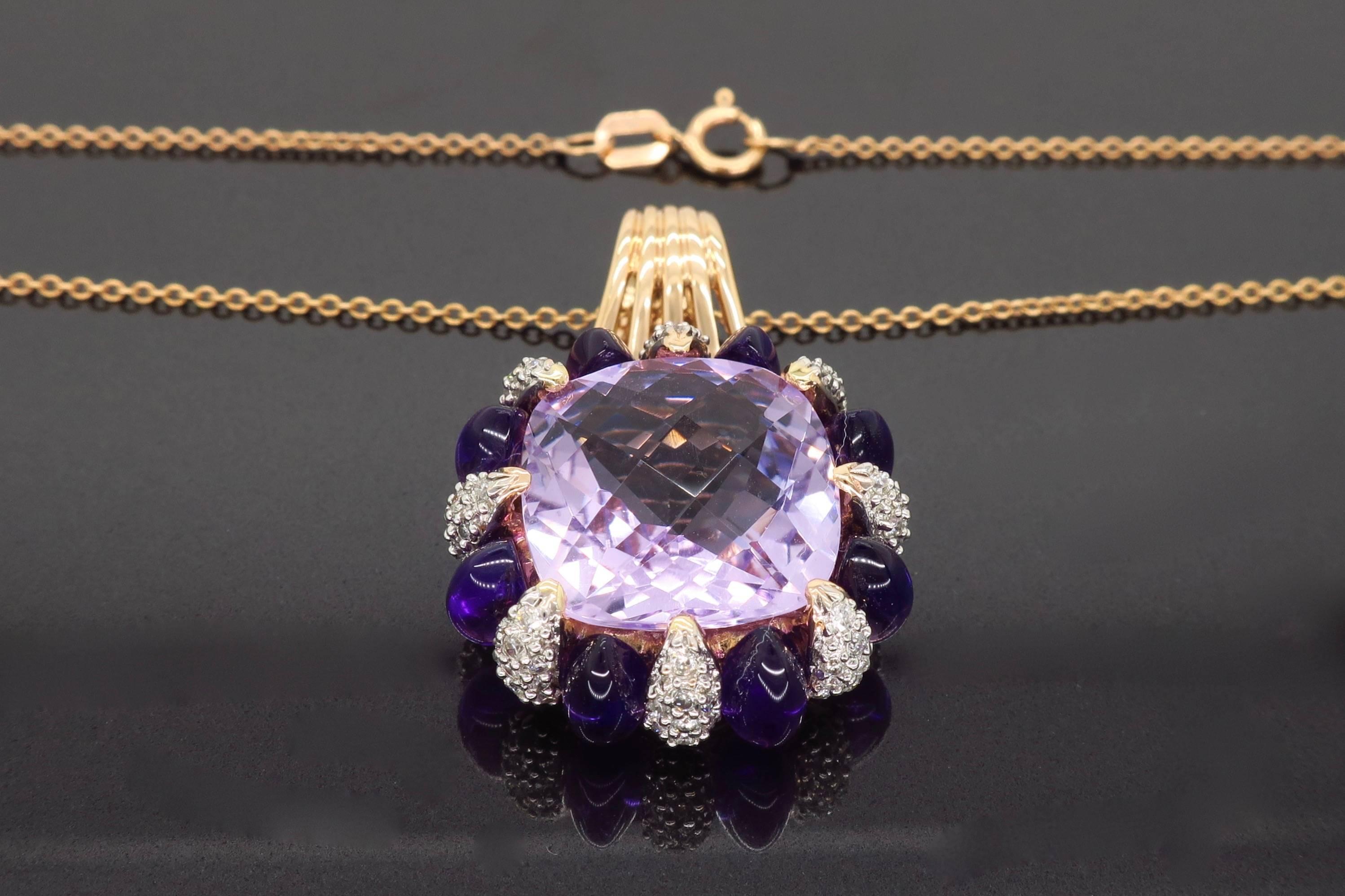 Amethyst and Diamond Rose Gold Necklace 4