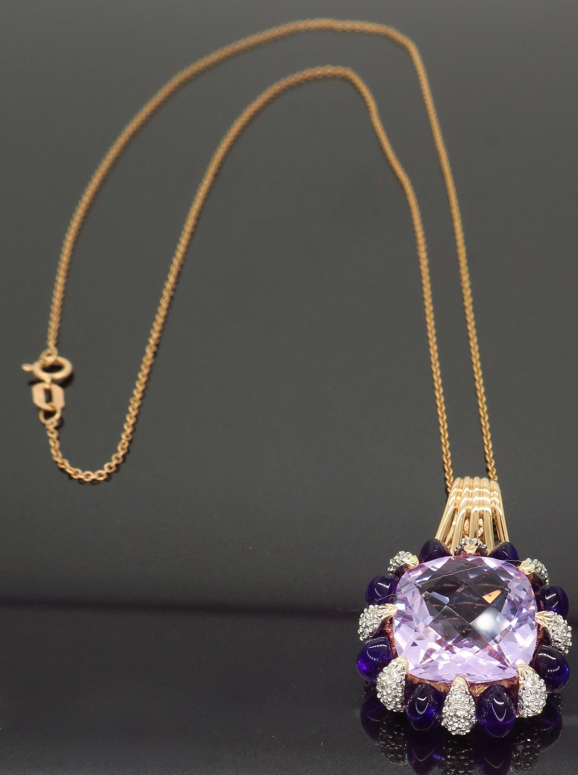 Amethyst and Diamond Rose Gold Necklace 5