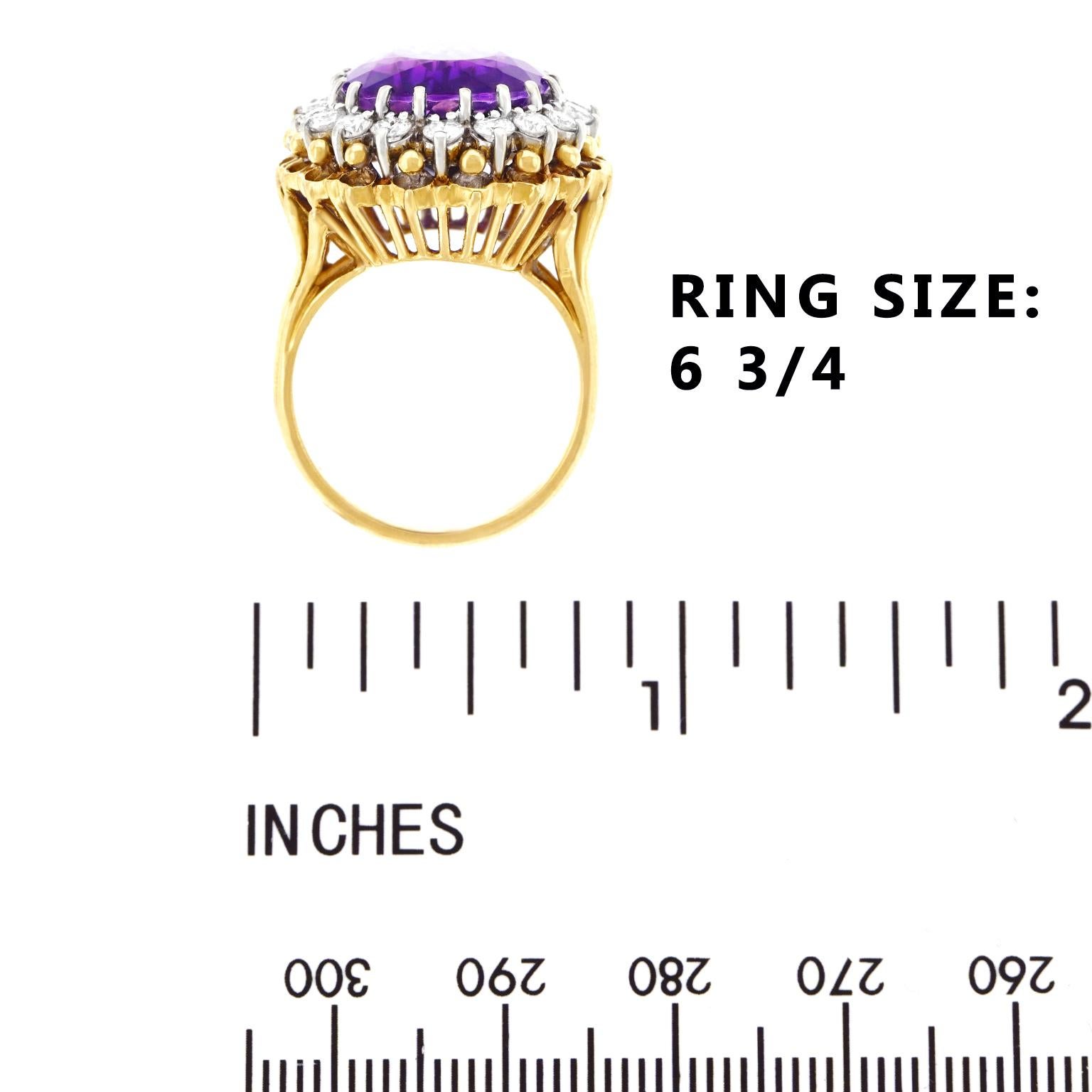 Amethyst and Diamond Set Gold Ring 2